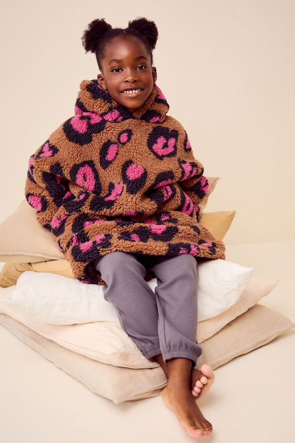 Ecru Animal Print Blanket Hoodie (3-16yrs)