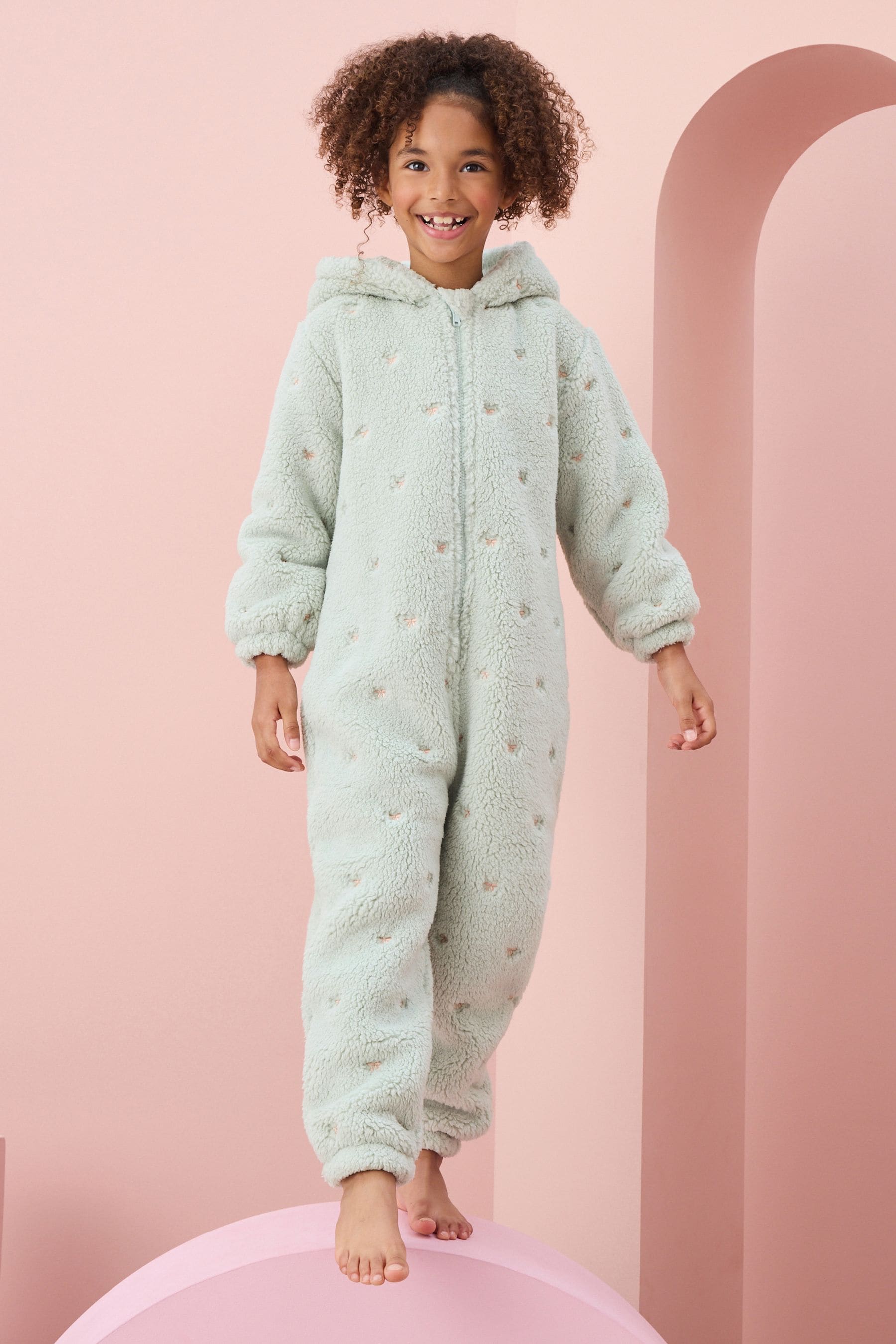 Sage Green Flower Fleece All-In-One (1.5-16yrs)