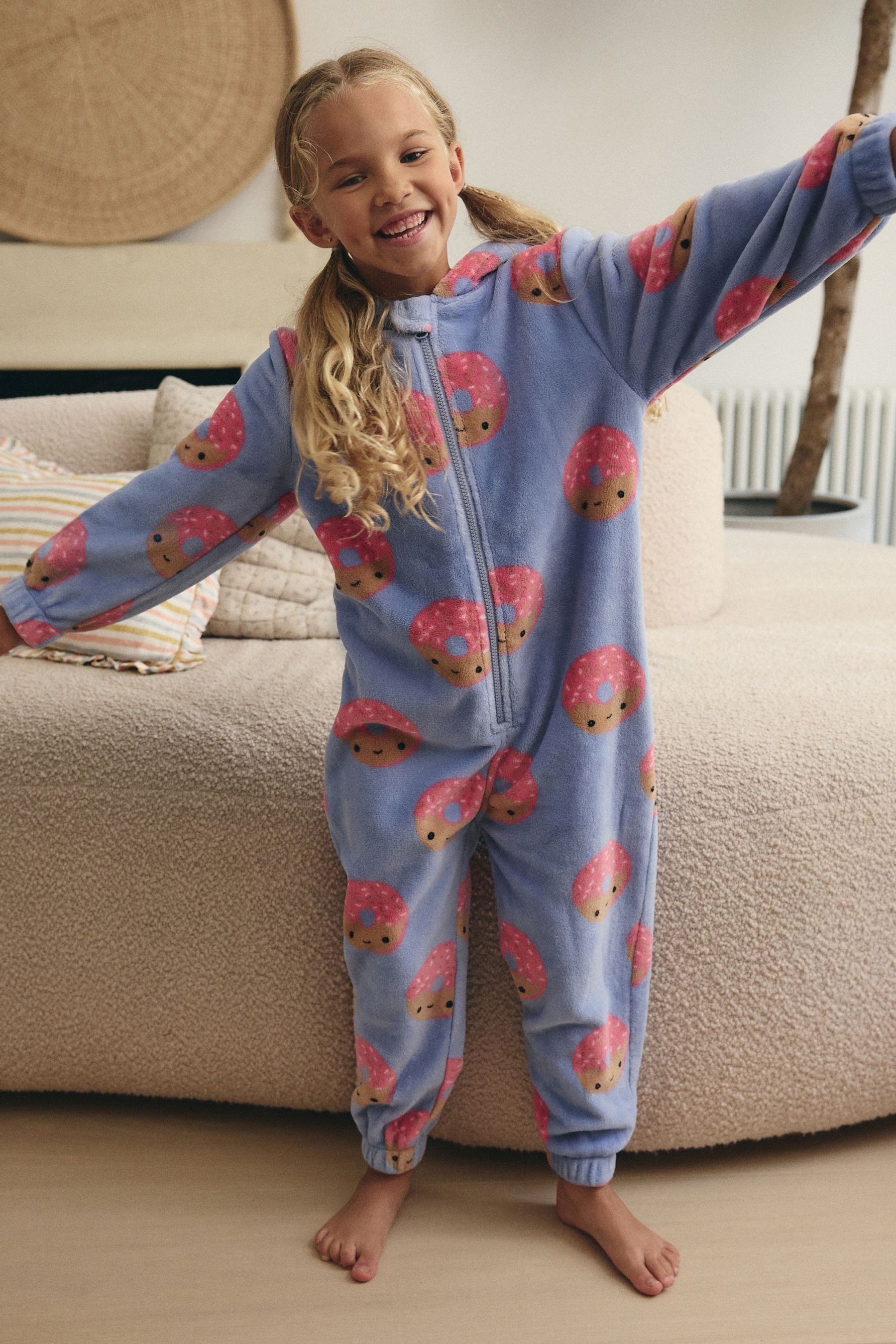 Blue/Pink Donut Fleece All-In-One (1.5-16yrs)