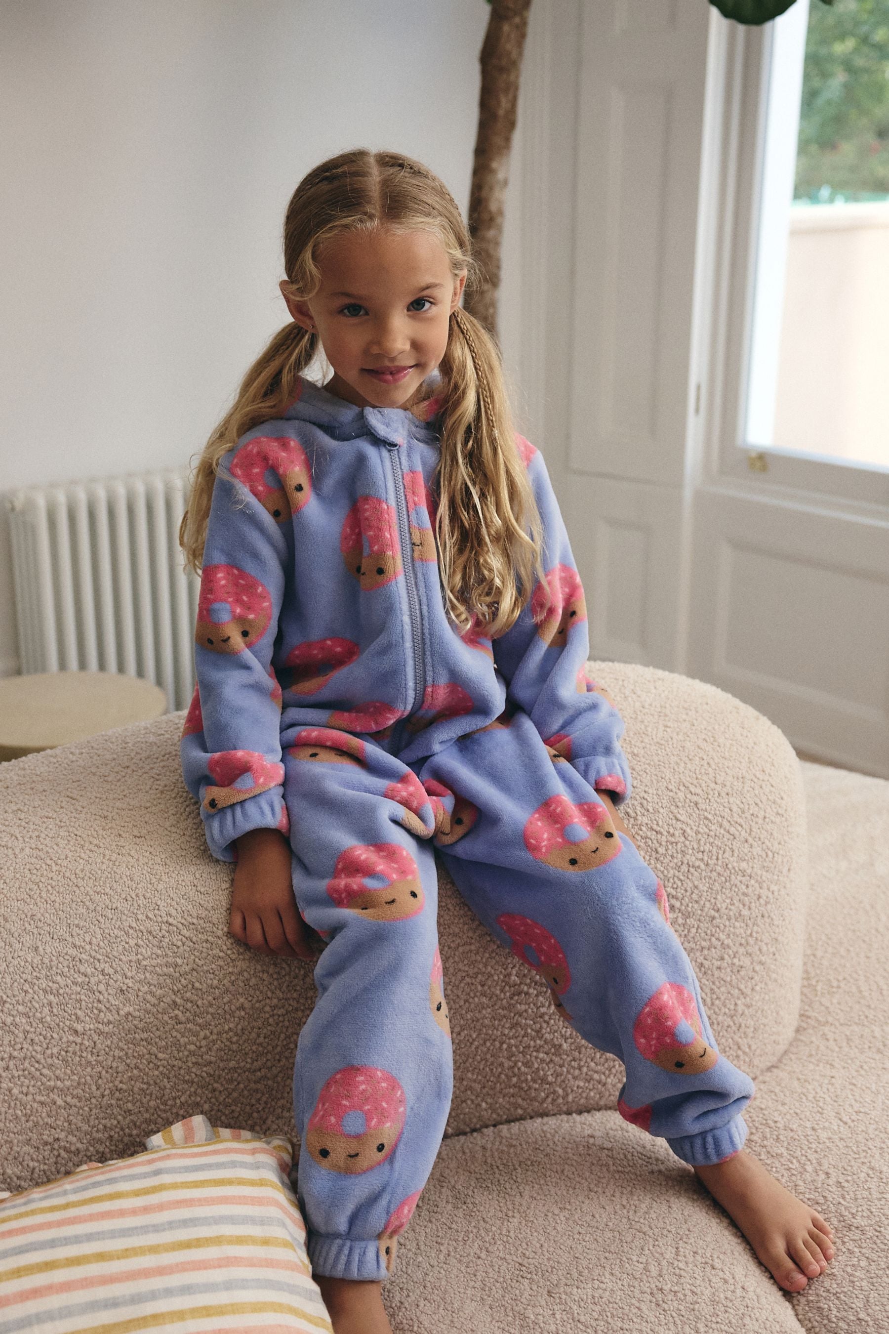 Blue/Pink Donut Fleece All-In-One (1.5-16yrs)