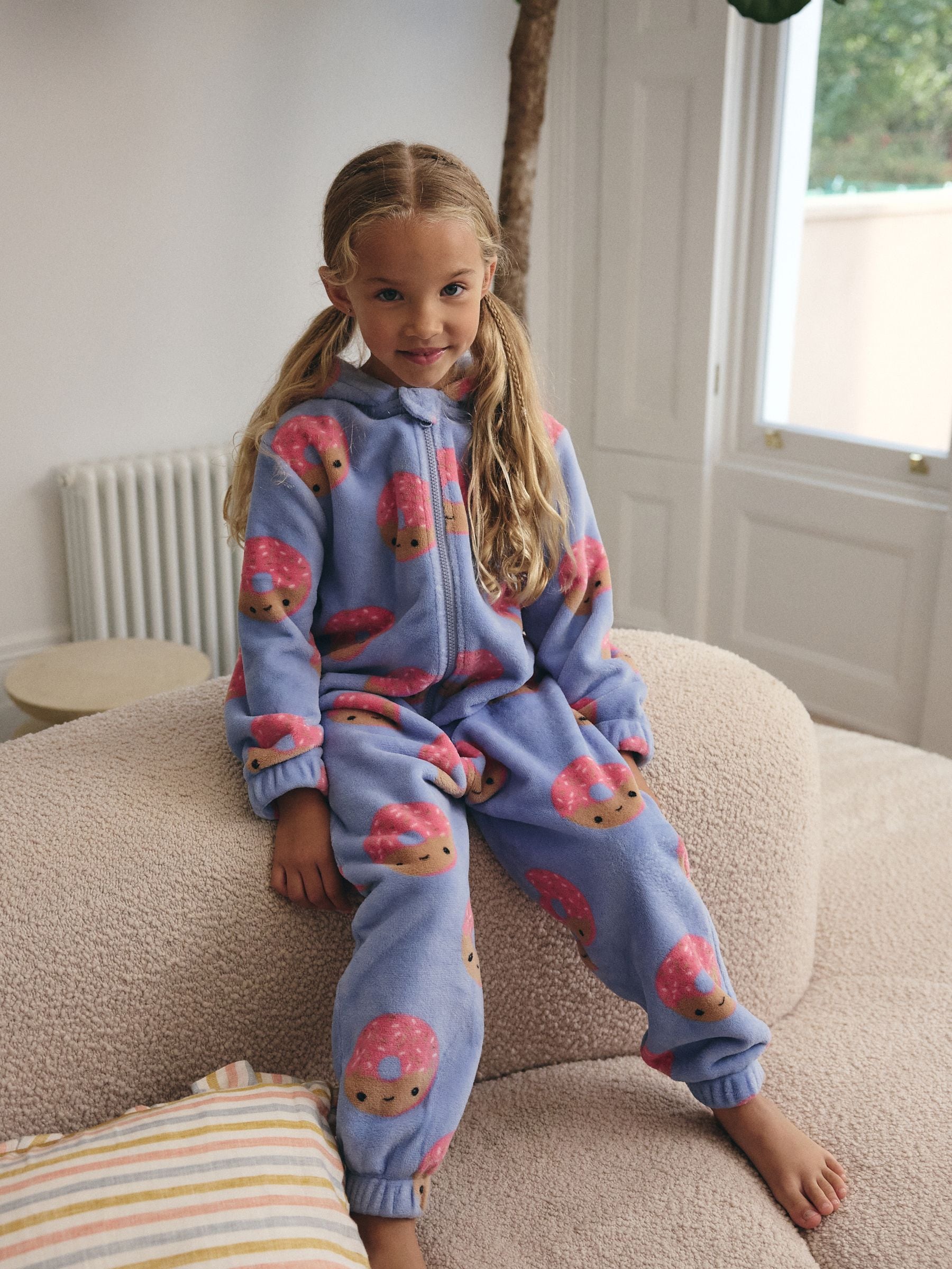 Blue/Pink Donut Fleece All-In-One (1.5-16yrs)