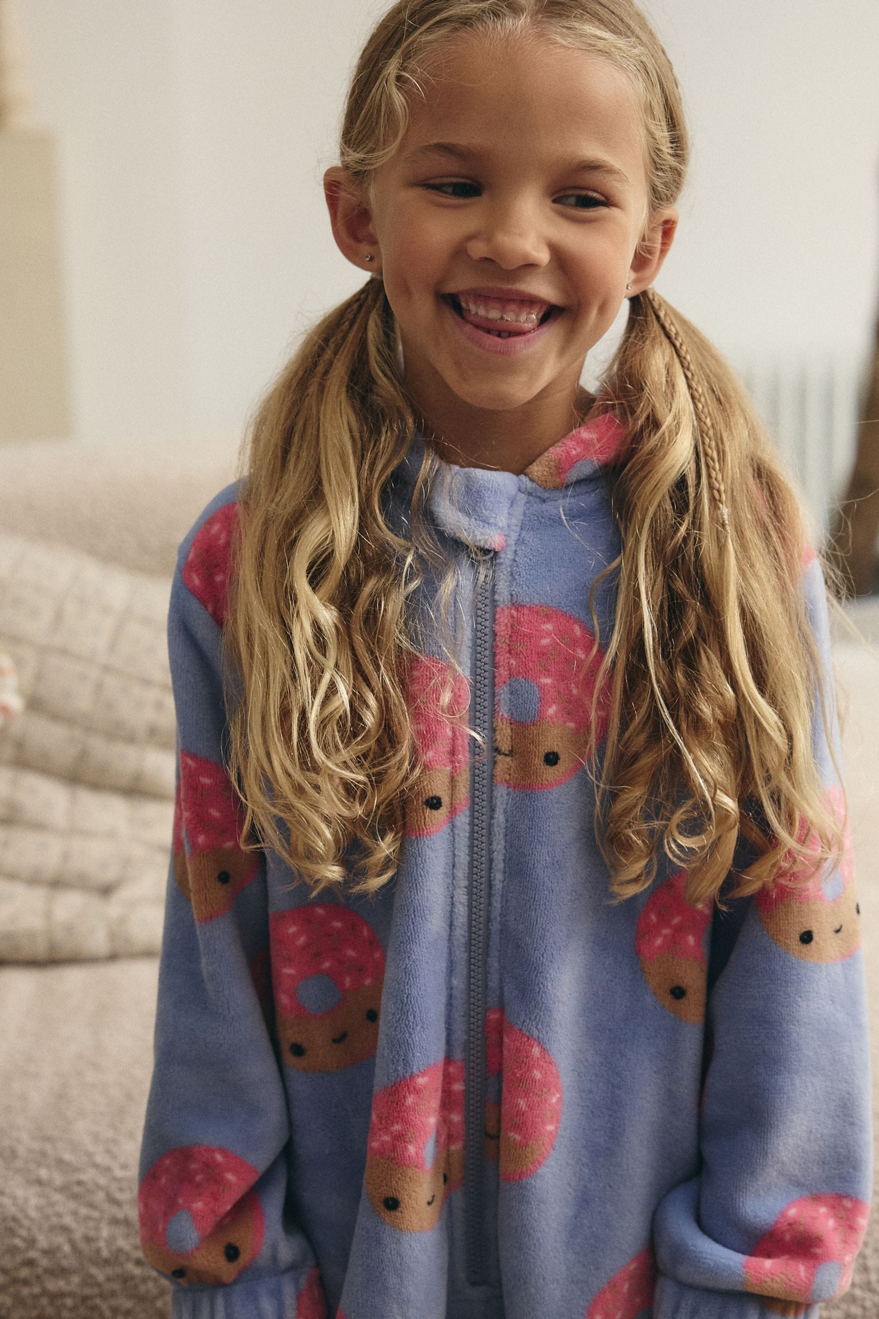 Blue/Pink Donut Fleece All-In-One (1.5-16yrs)