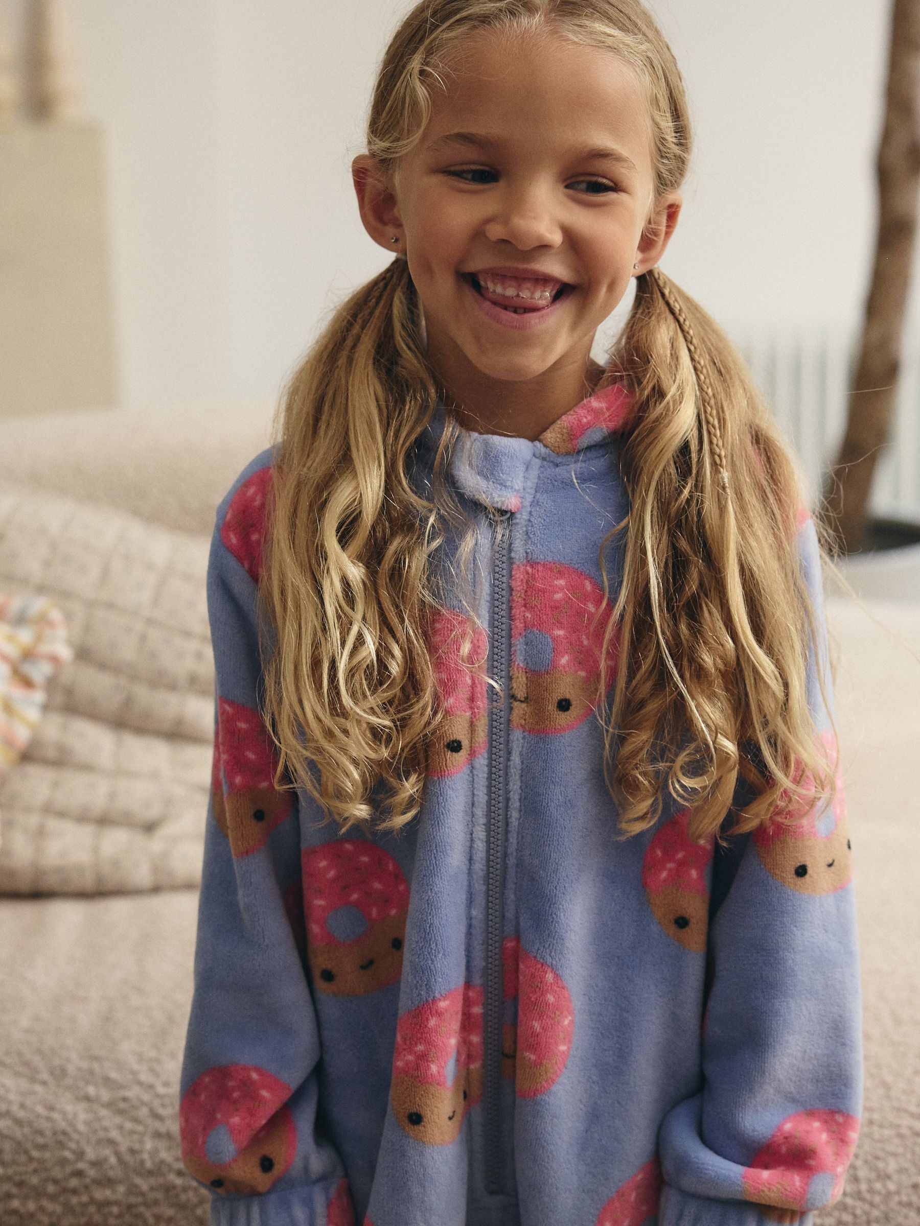 Blue/Pink Donut Fleece All-In-One (1.5-16yrs)