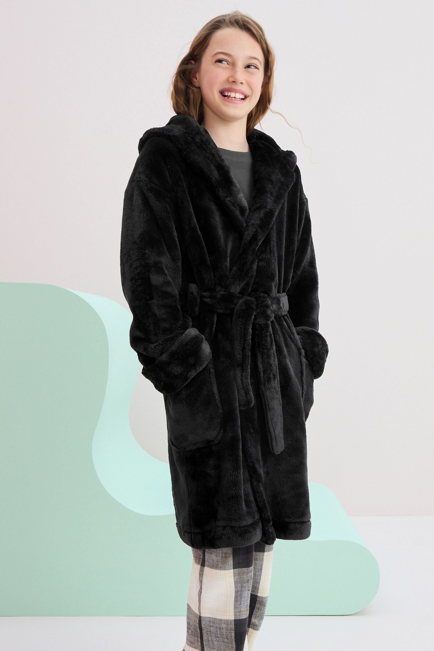 Black Soft Touch Fleece Dressing Gown (9mths-16yrs)