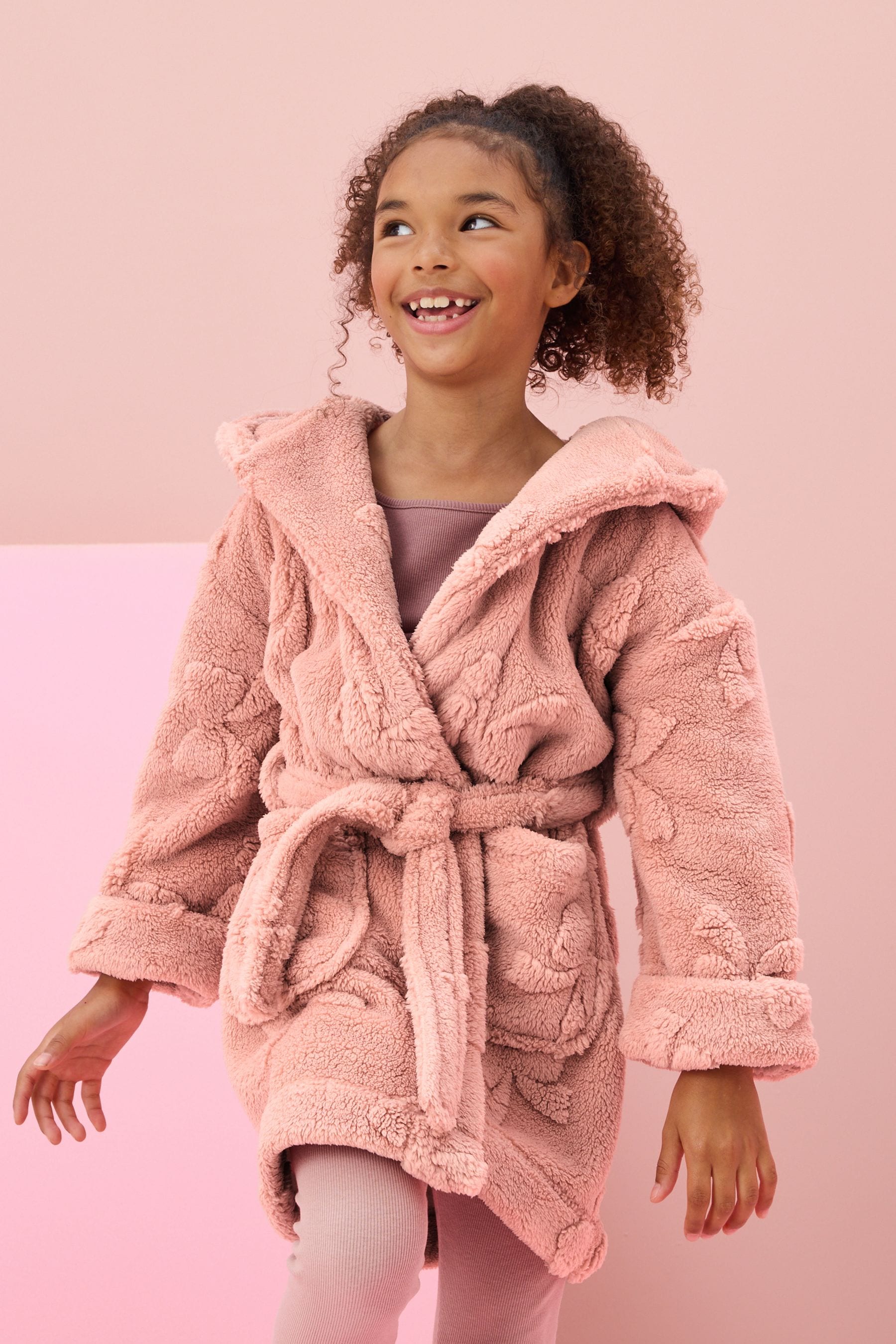 Pink Bow Jacquard Fleece Dressing Gown (9mths-16yrs)