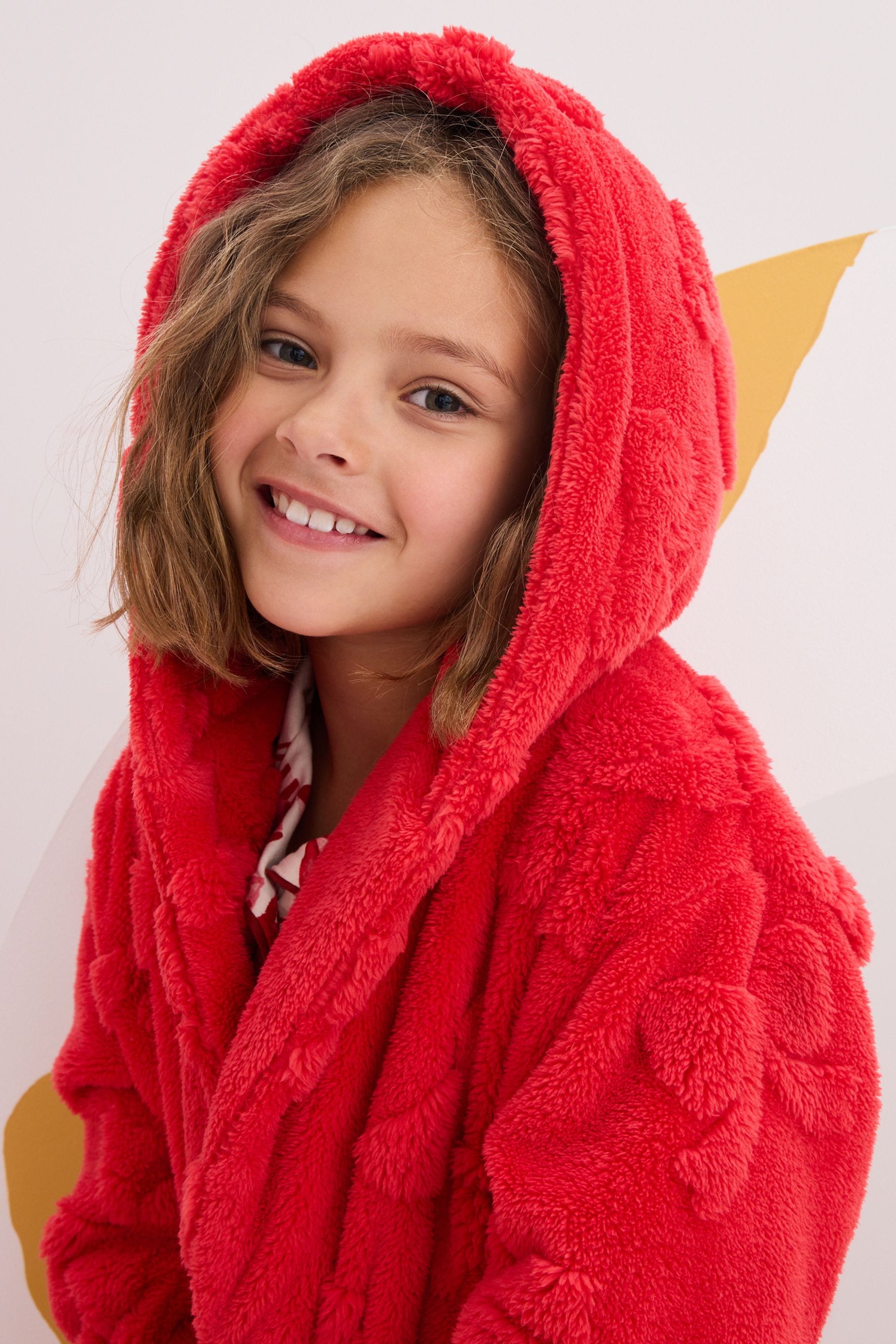 Red Bow Jacquard Fleece Dressing Gown (9mths-16yrs)