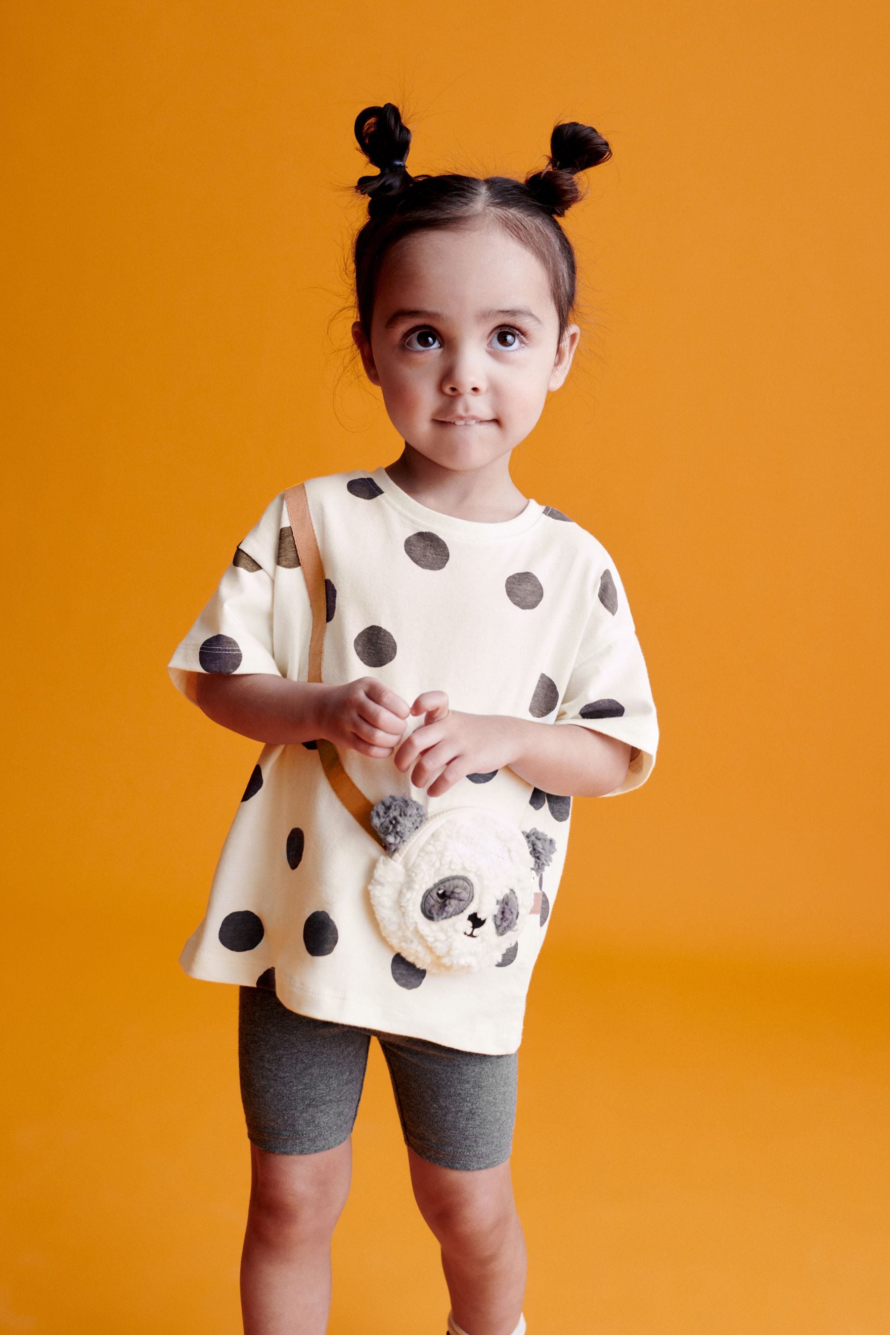 Charcoal Grey Panda Bag T-Shirt & Cycle Shorts Set (3mths-7yrs)