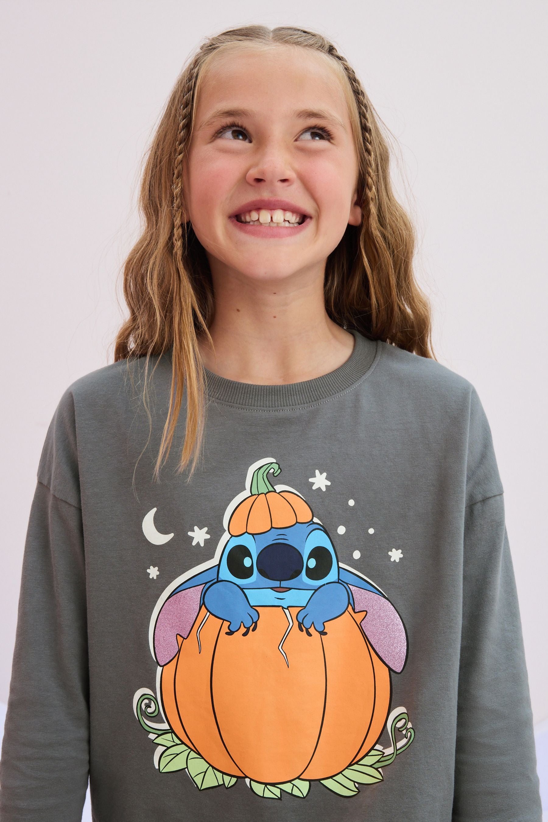 Charcoal Grey Lilo & Stitch 100% Cotton Halloween License Pyjamas (3-16yrs)