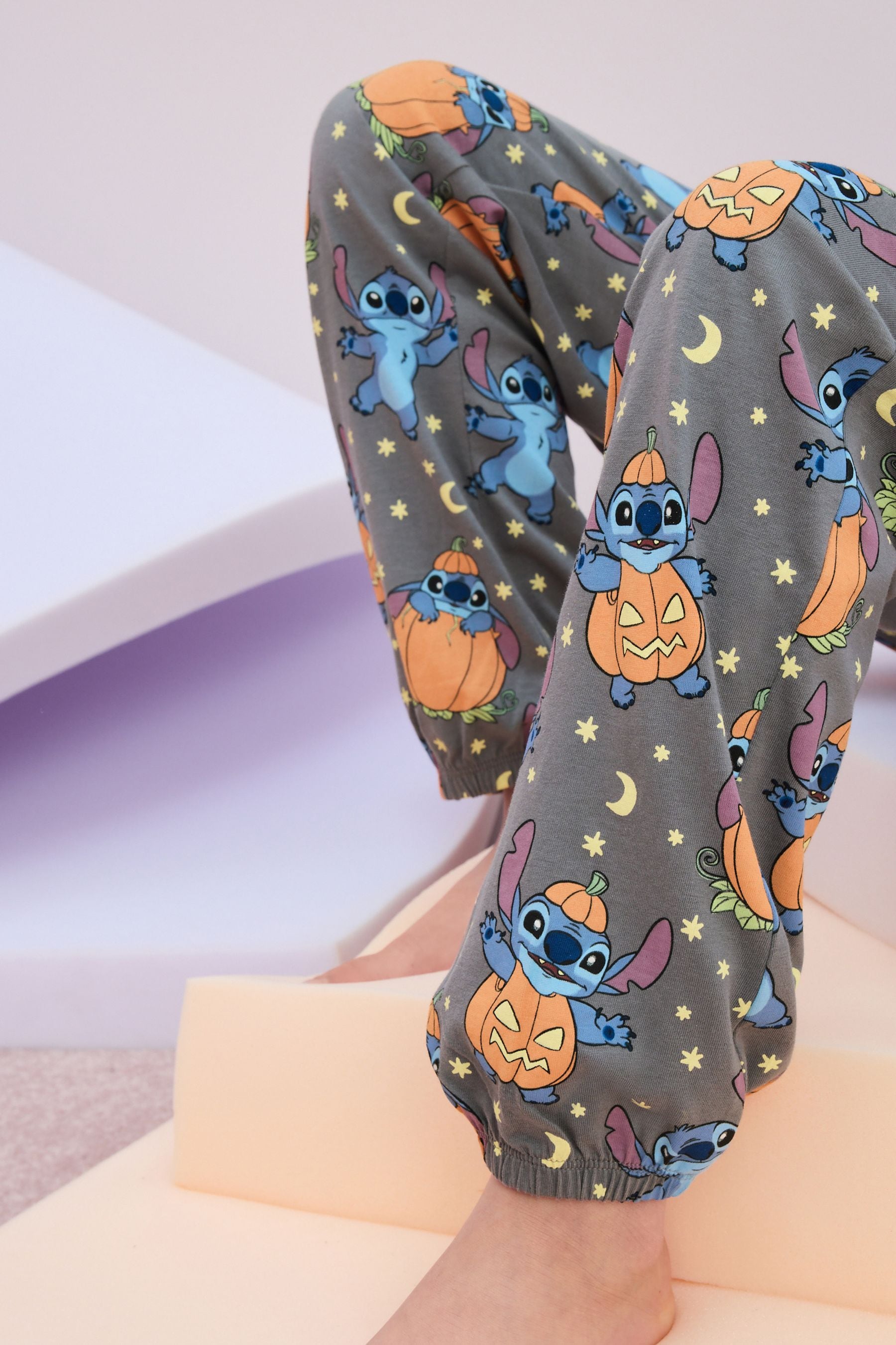 Charcoal Grey Lilo & Stitch 100% Cotton Halloween License Pyjamas (3-16yrs)