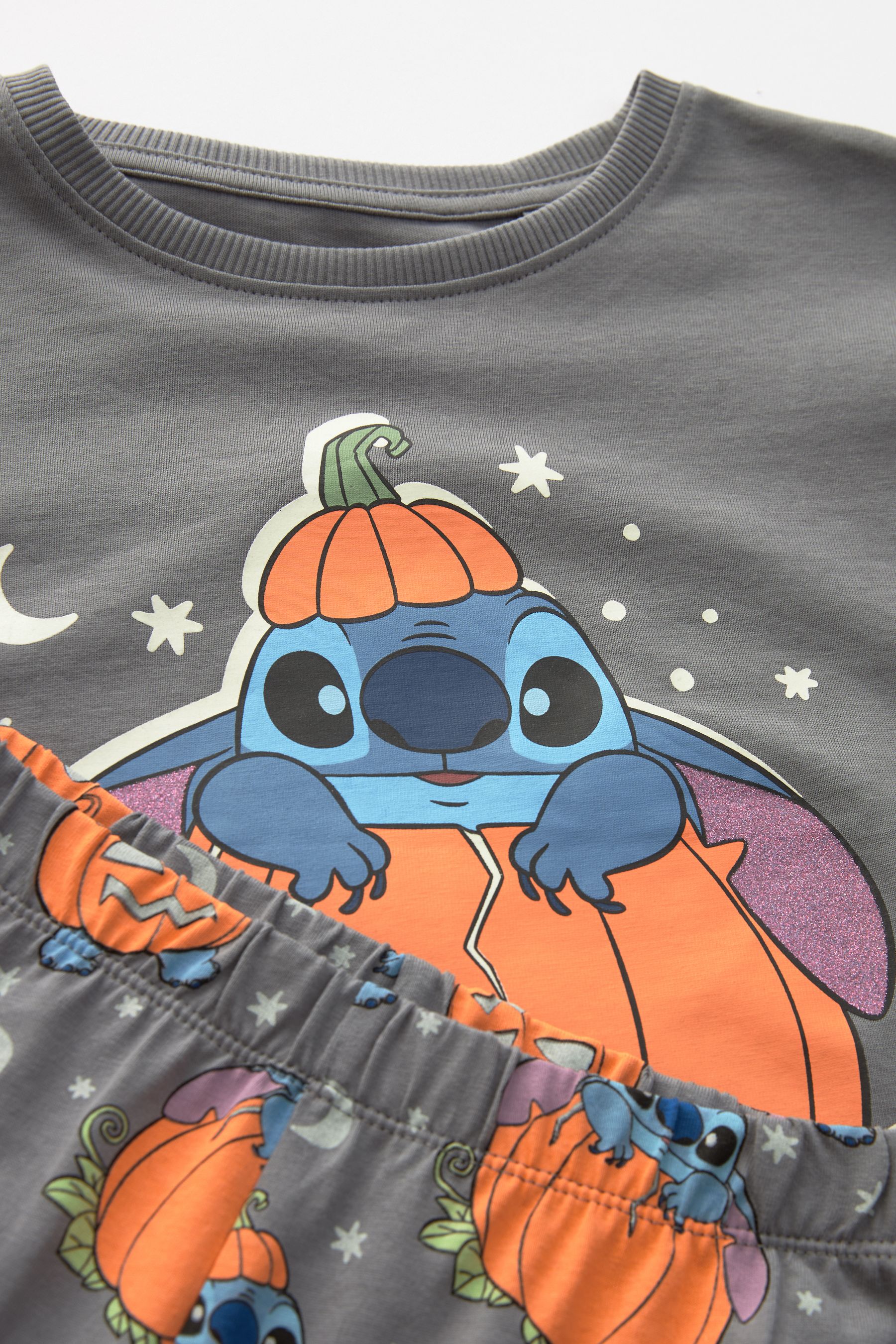 Charcoal Grey Lilo & Stitch 100% Cotton Halloween License Pyjamas (3-16yrs)