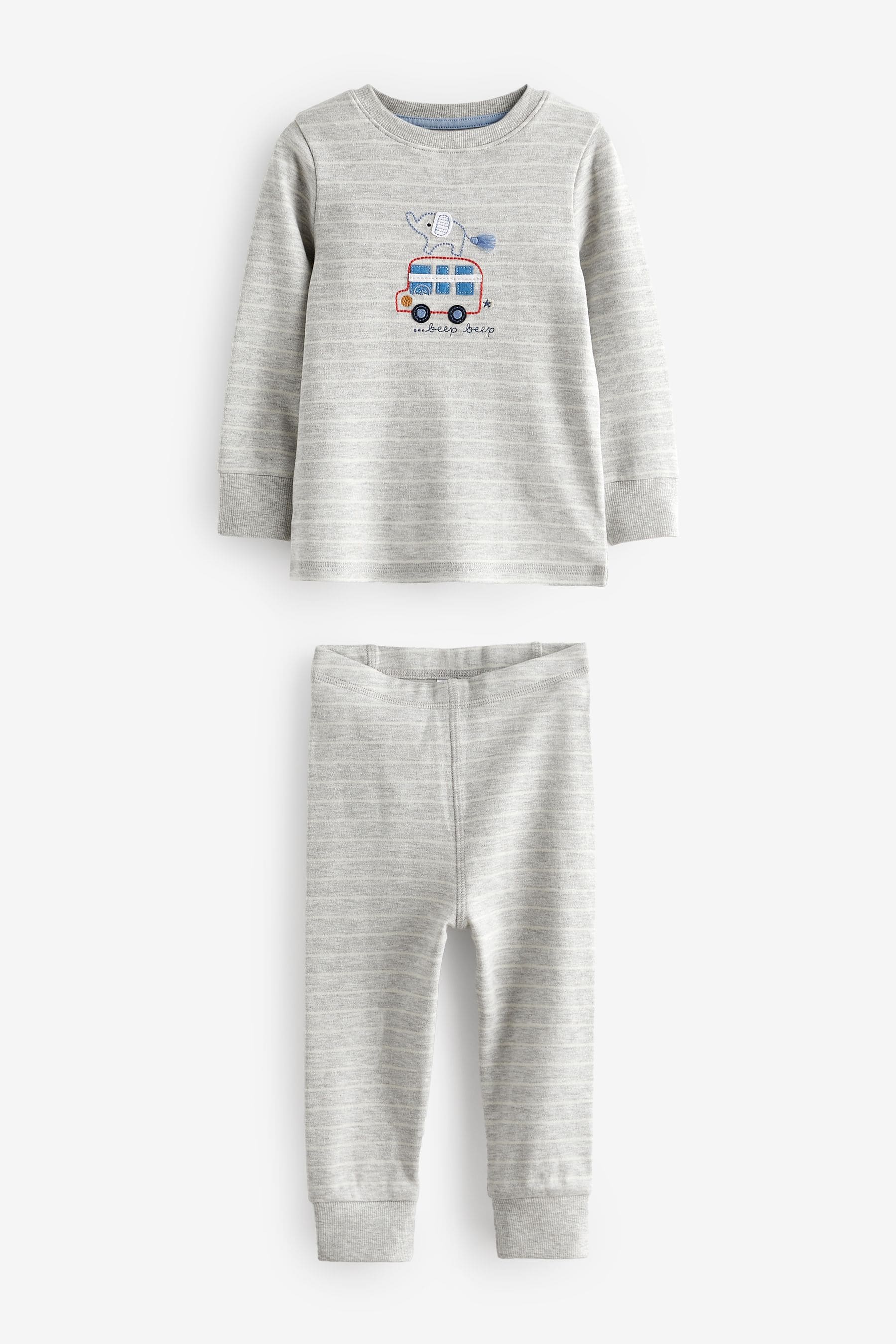 Grey/White/Blue 3 Pack Snuggle Long Sleeve Pyjamas (9mths-8yrs)