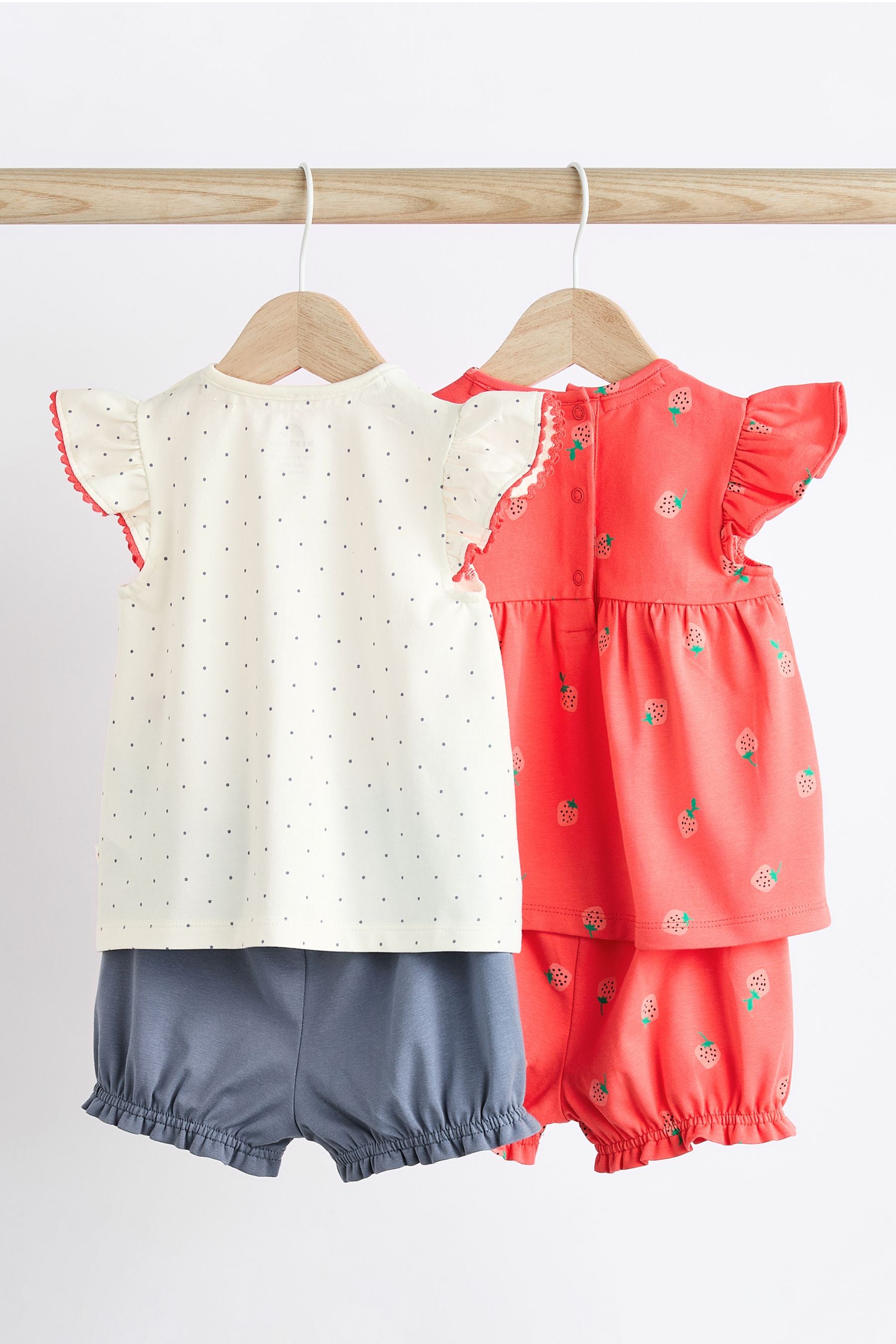 Red/ Navy/ White Strawberry 2 Pack Baby T-Shirts and Shorts Set