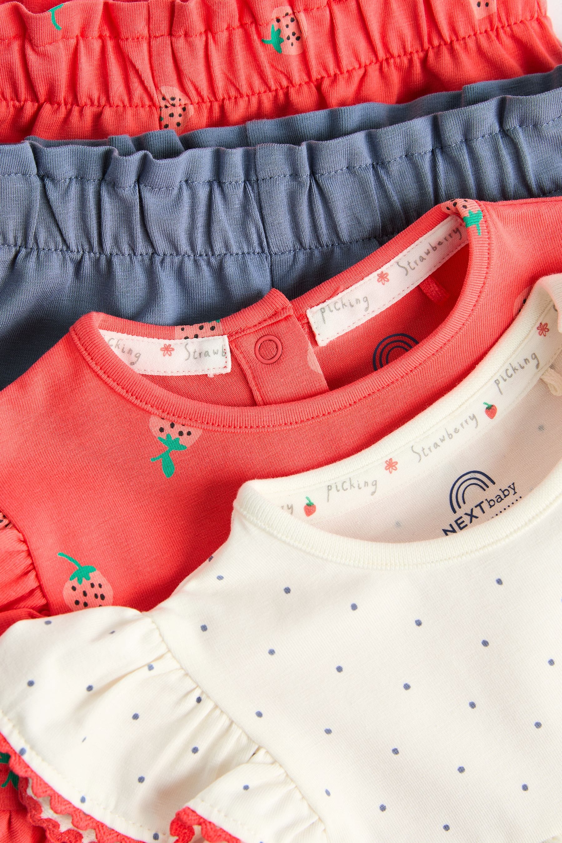 Red/ Navy/ White Strawberry 2 Pack Baby T-Shirts and Shorts Set