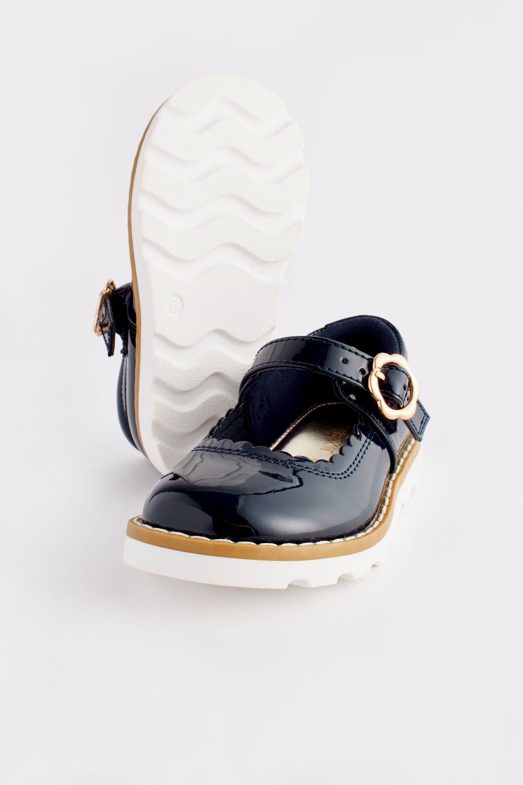 Navy Blue Scallop Mary Jane Shoes