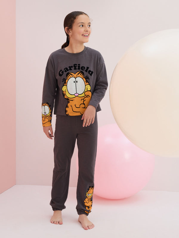 Grey 100% Cotton License Garfield Jogger Pyjamas (3-16yrs)