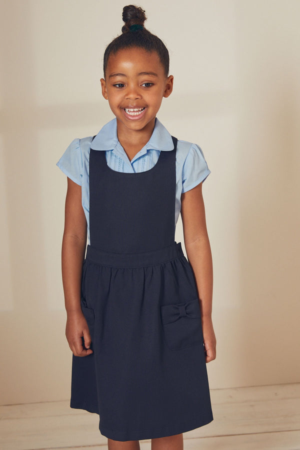 Navy Bow Pocket Detail School Pinafore Dress (3-14yrs)