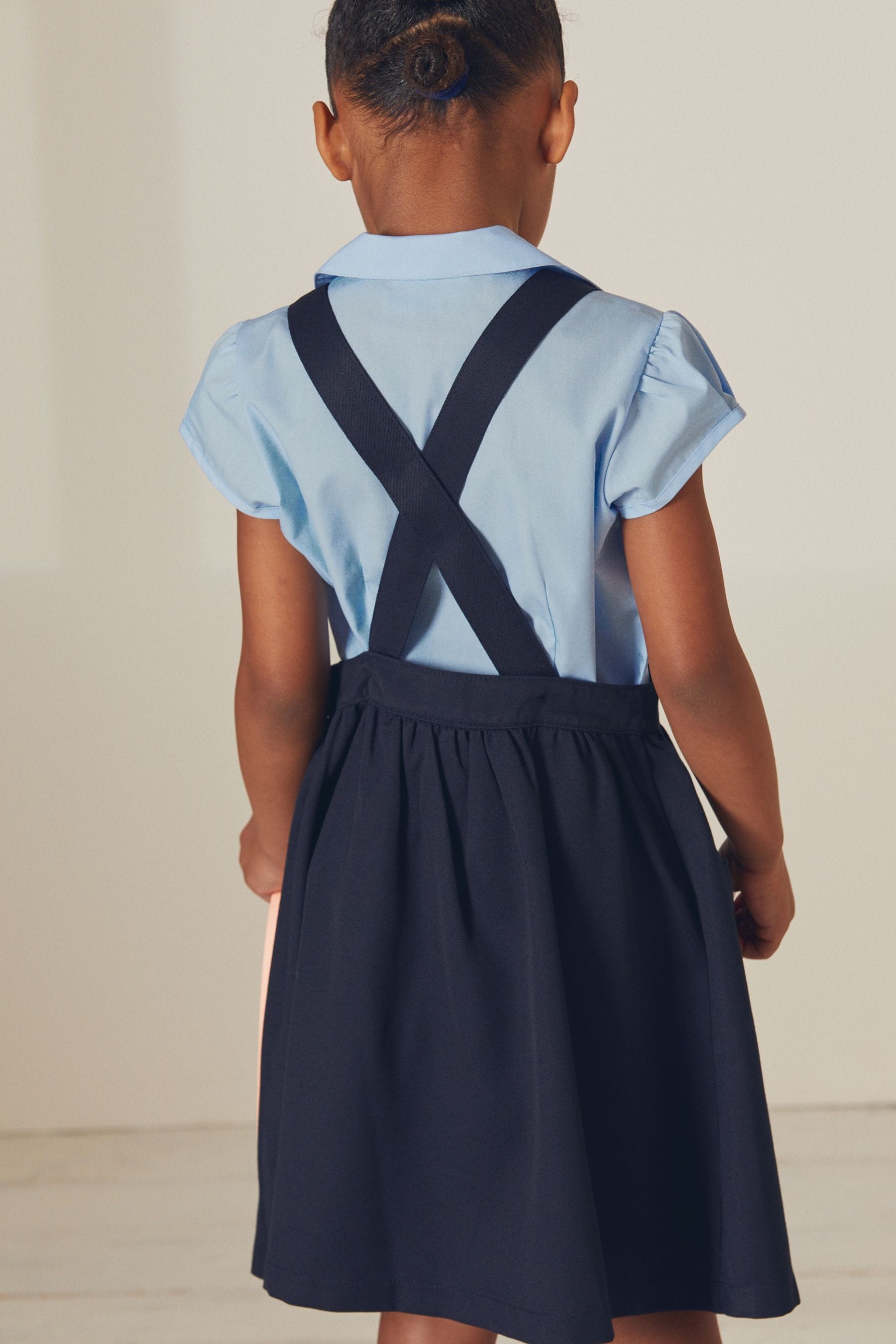 Navy Bow Pocket Detail School Pinafore Dress (3-14yrs)