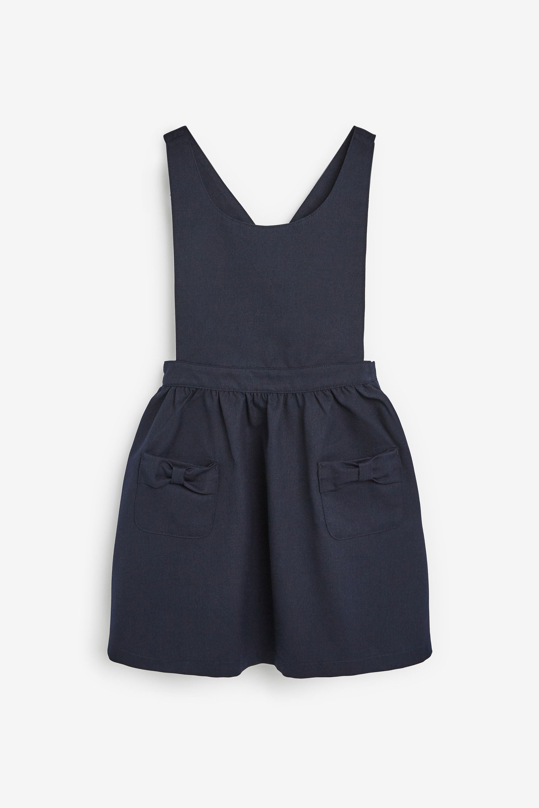 Navy Bow Pocket Detail School Pinafore Dress (3-14yrs)