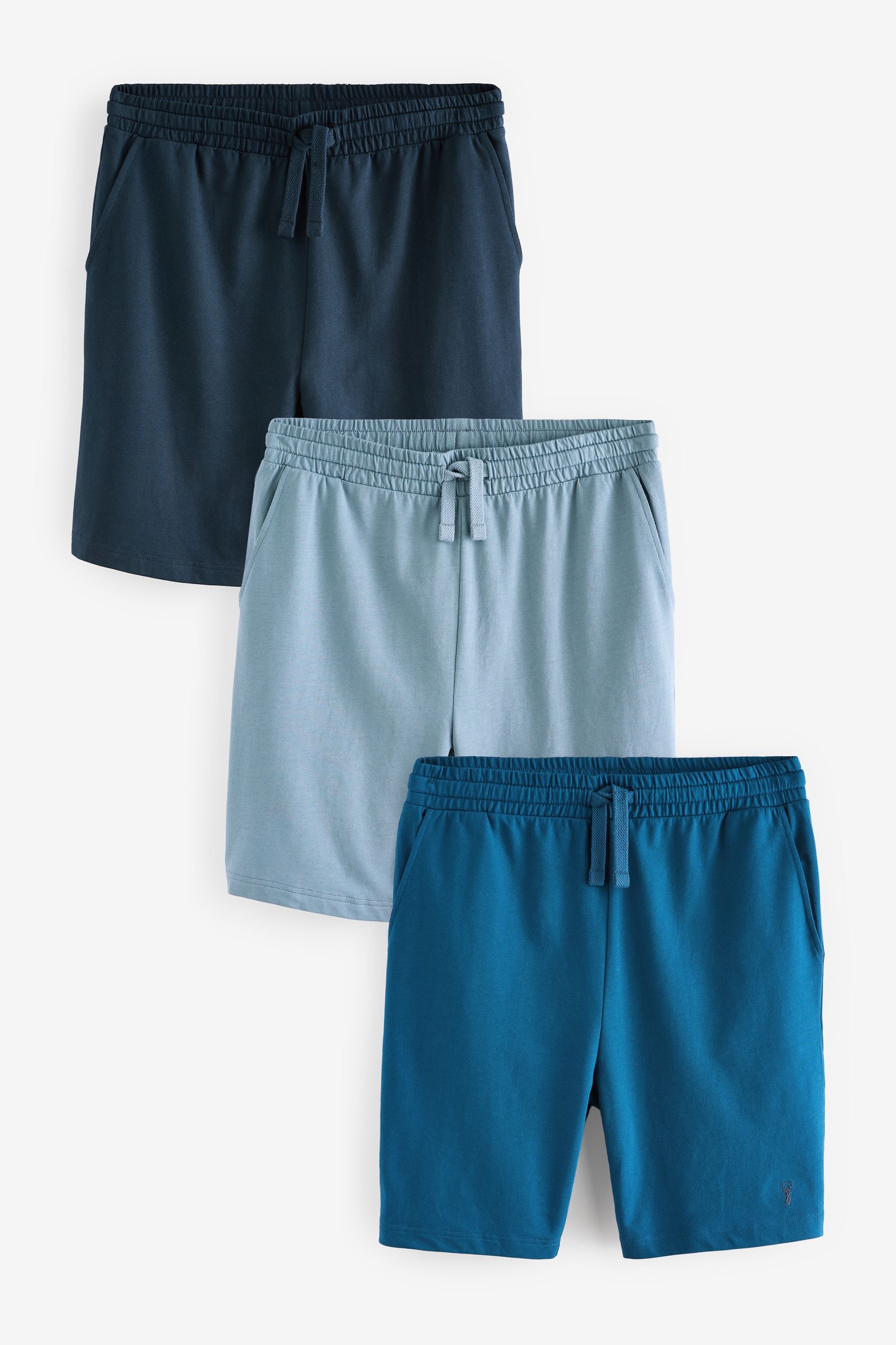 Blue Lightweight 100% Cotton Shorts 3 Pack