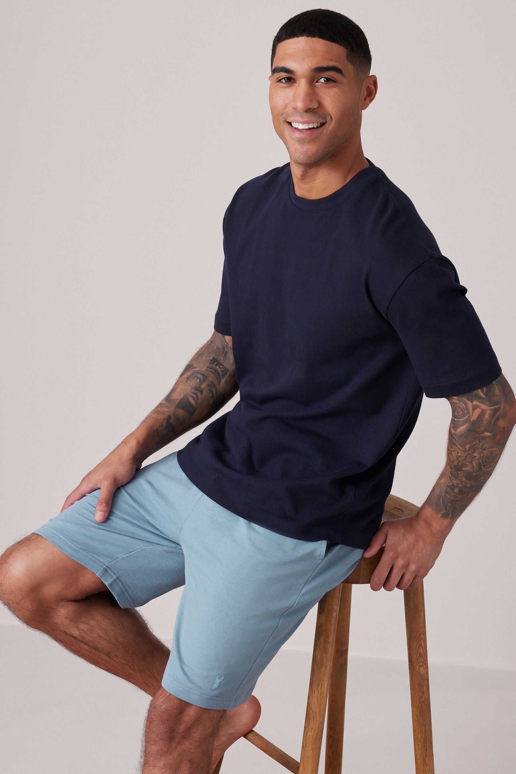 Blue Lightweight 100% Cotton Shorts 3 Pack