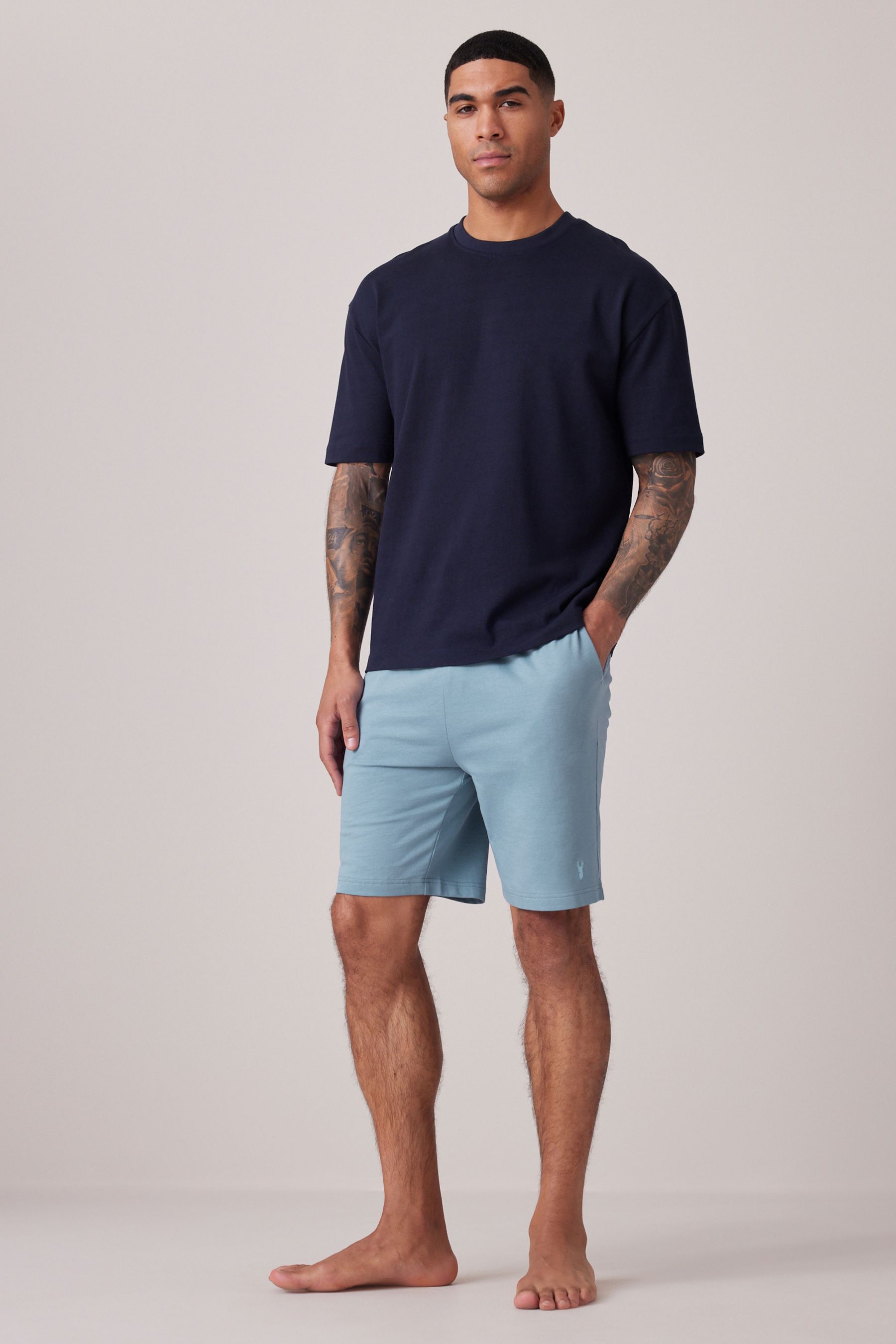 Blue Lightweight 100% Cotton Shorts 3 Pack