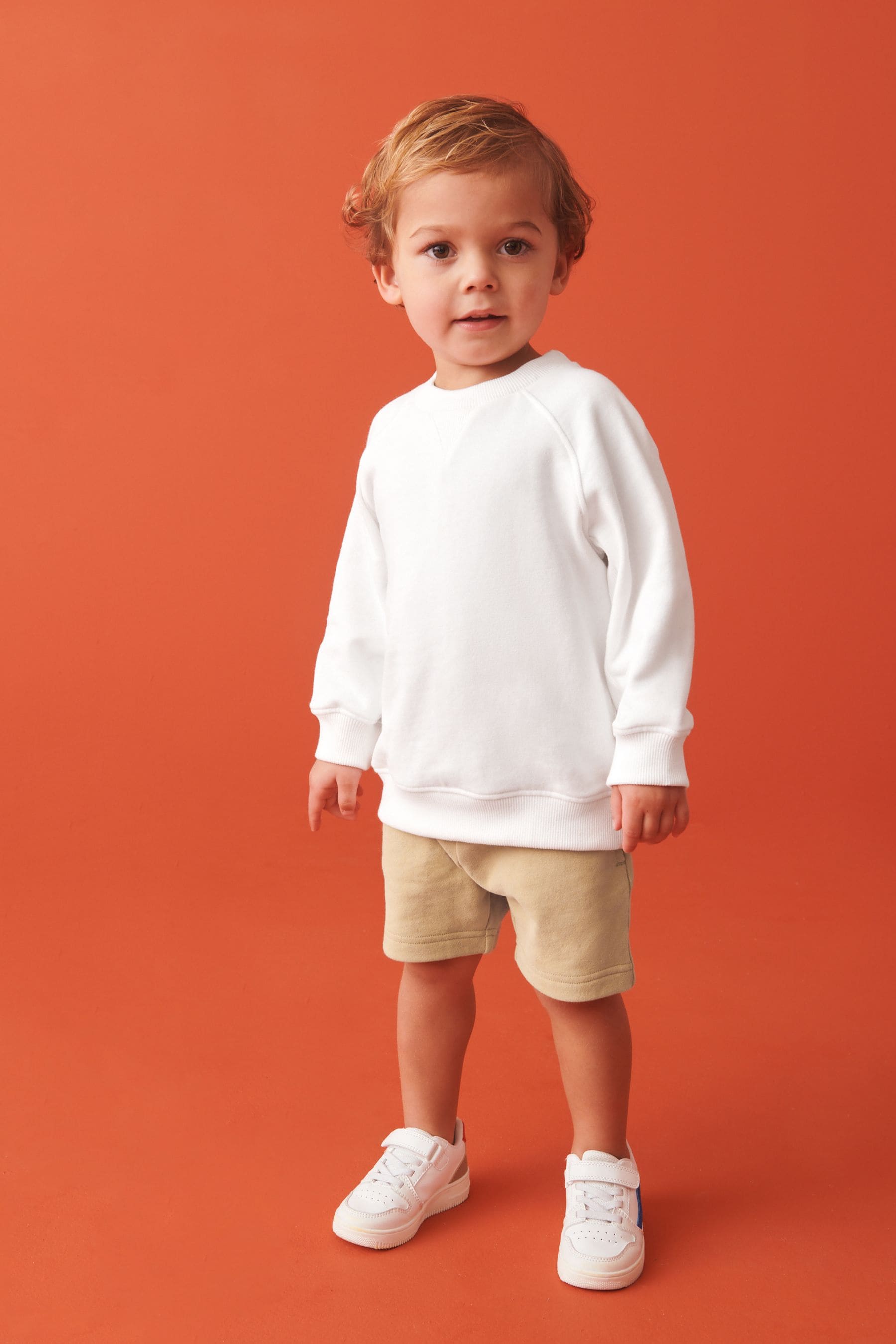 Ecru Off White Oversized 100% Cotton Sweatshirt and Shorts Set (3mths-7yrs)