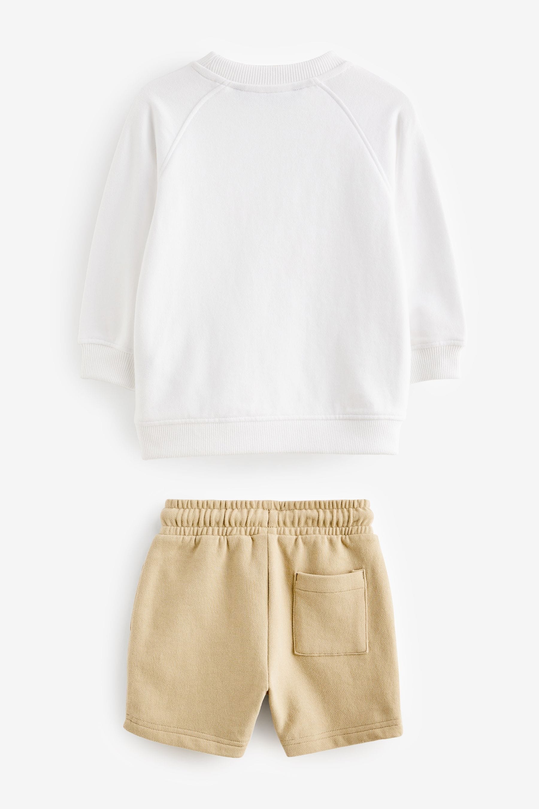 Ecru Off White Oversized 100% Cotton Sweatshirt and Shorts Set (3mths-7yrs)