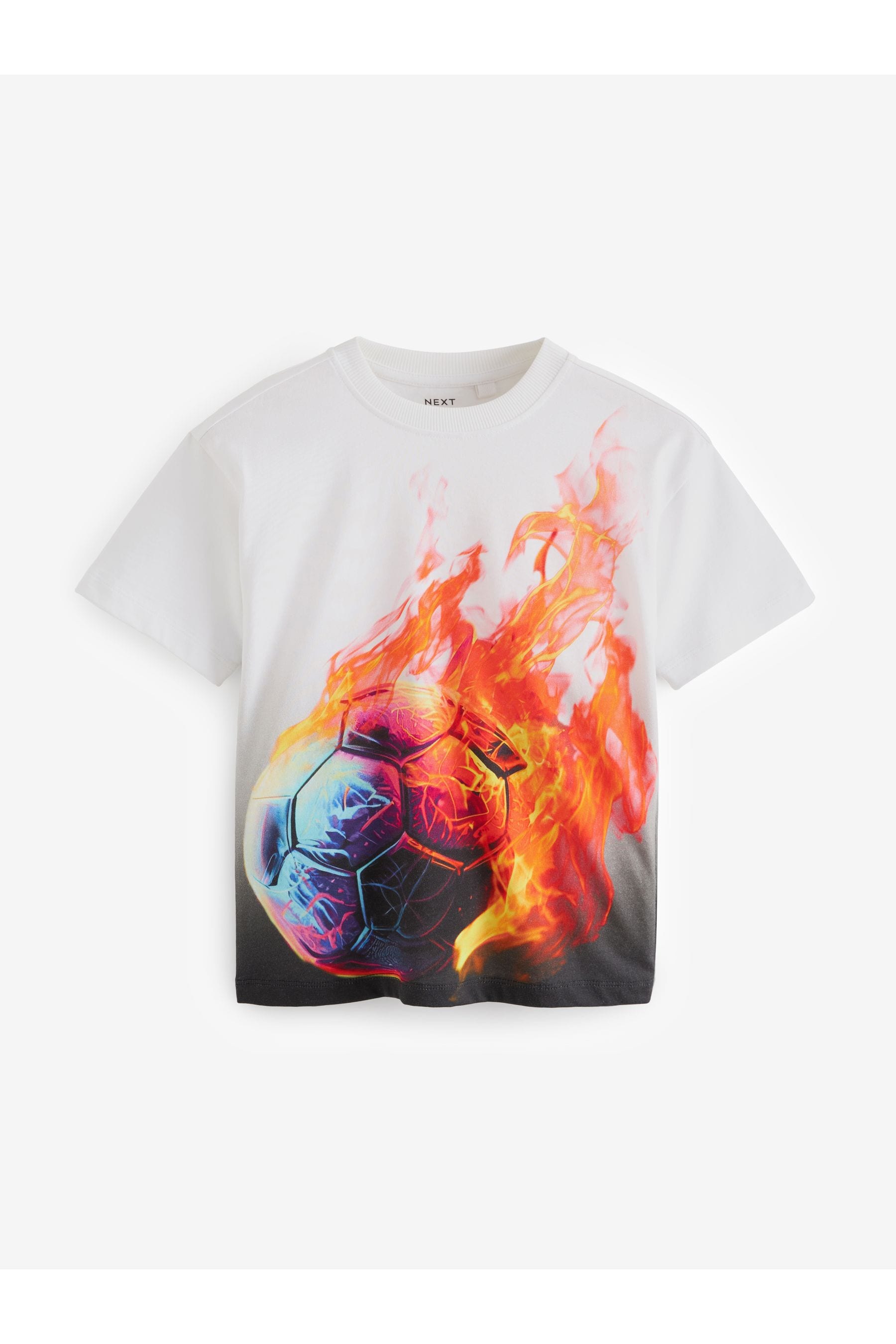 White Football Flames All-Over Print Short Sleeve T-Shirt (3-16yrs)