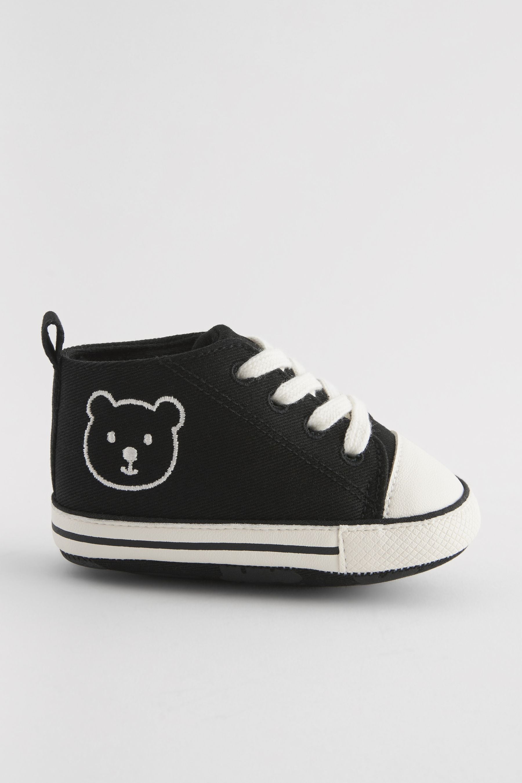 Black Bear High Top Lace-Up Baby Trainers (0-24mths)