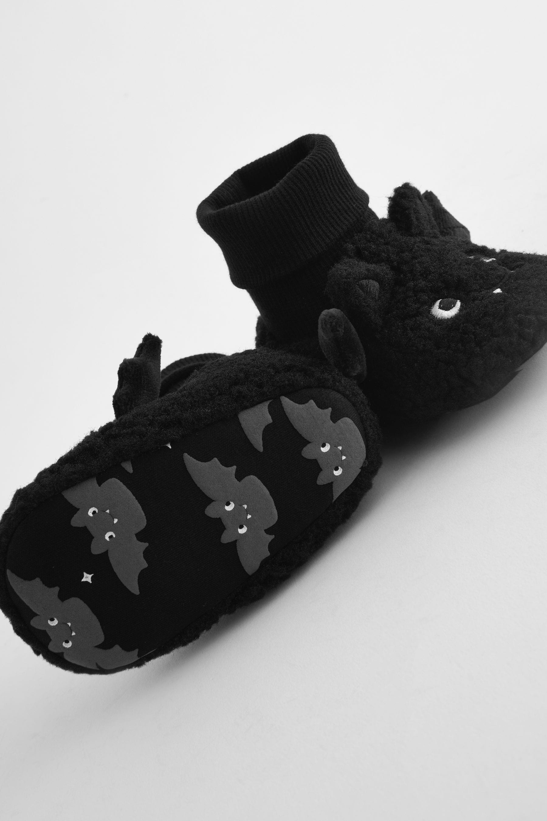 Black Bat Sensory Sock Top Baby Booties (0-2mths)