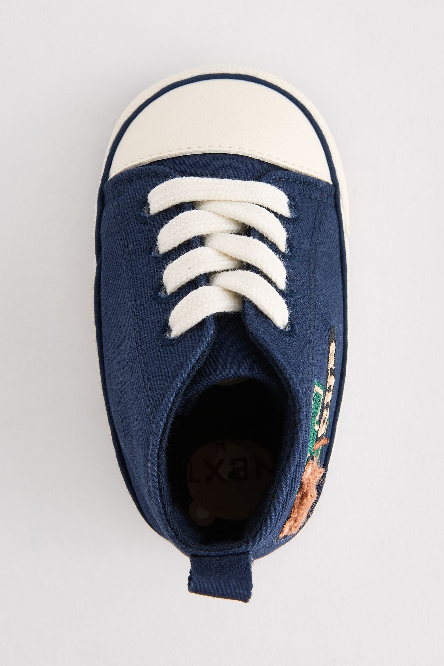 Navy Blue Varsity Badge High Top Lace-Up Baby Trainers (0-24mths)