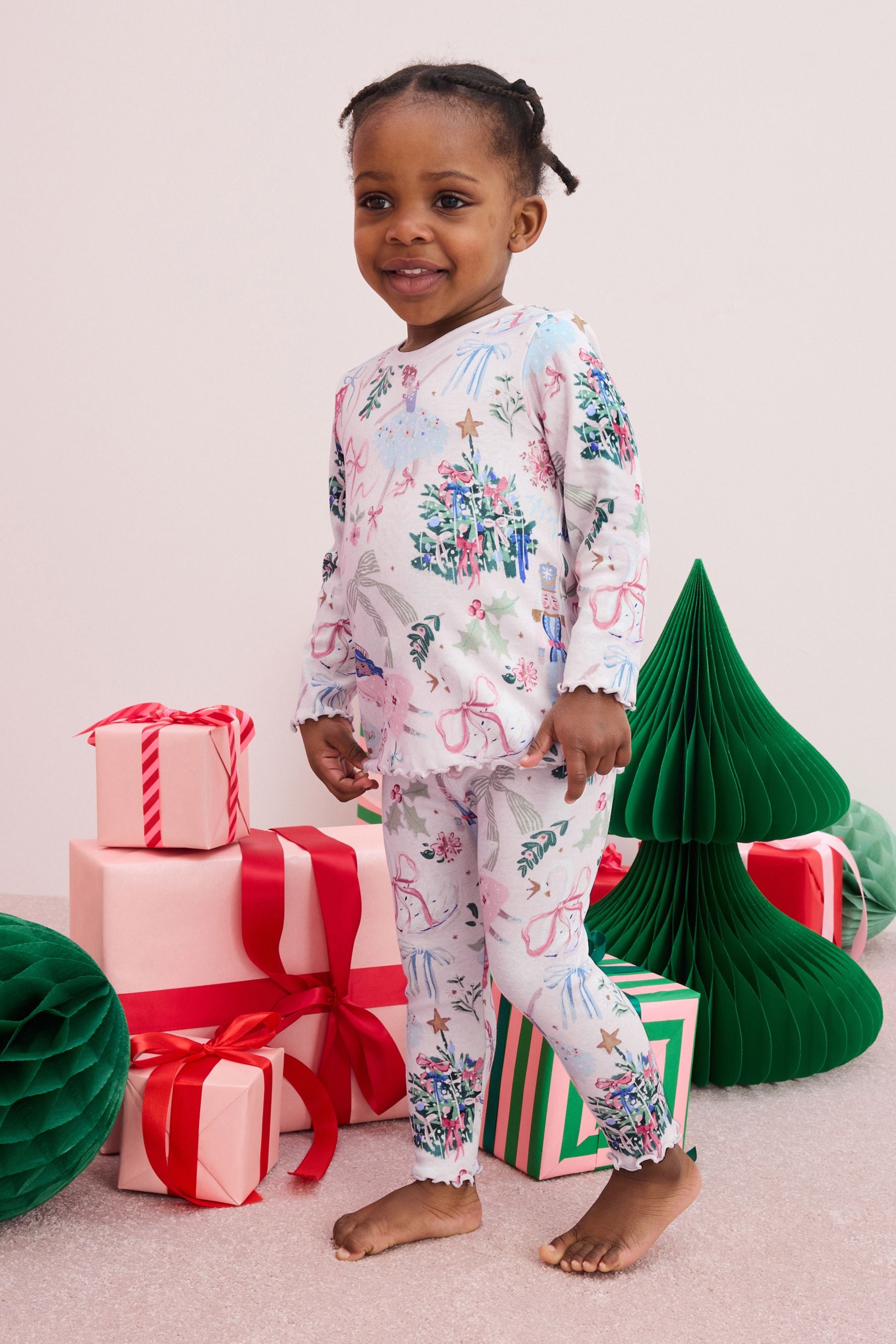 Pink Nutcracker 100% Cotton Christmas Snuggle Pyjamas (9mths-16yrs)