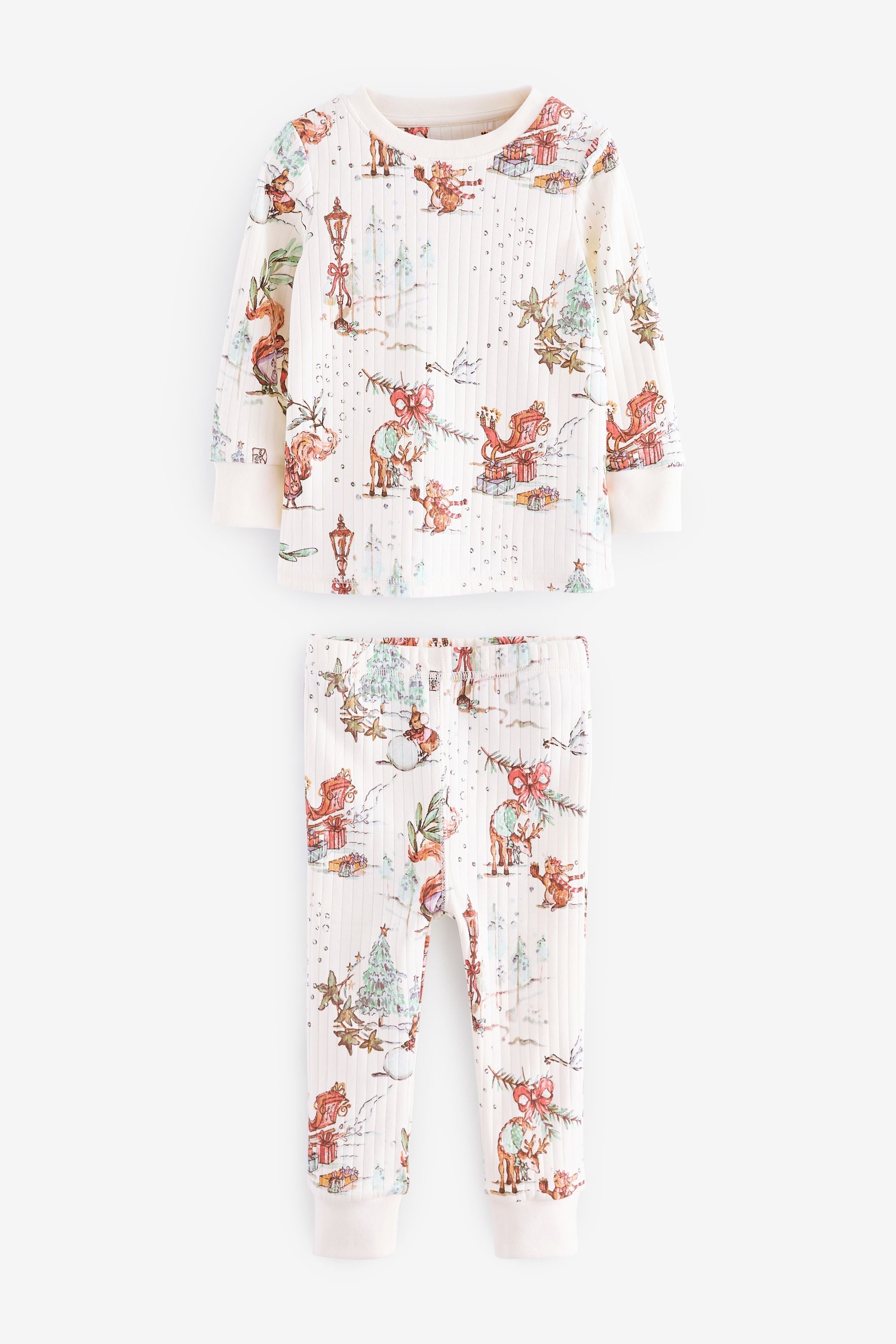 Cream Scene 100% Cotton Christmas Pyjamas (9mths-16yrs)