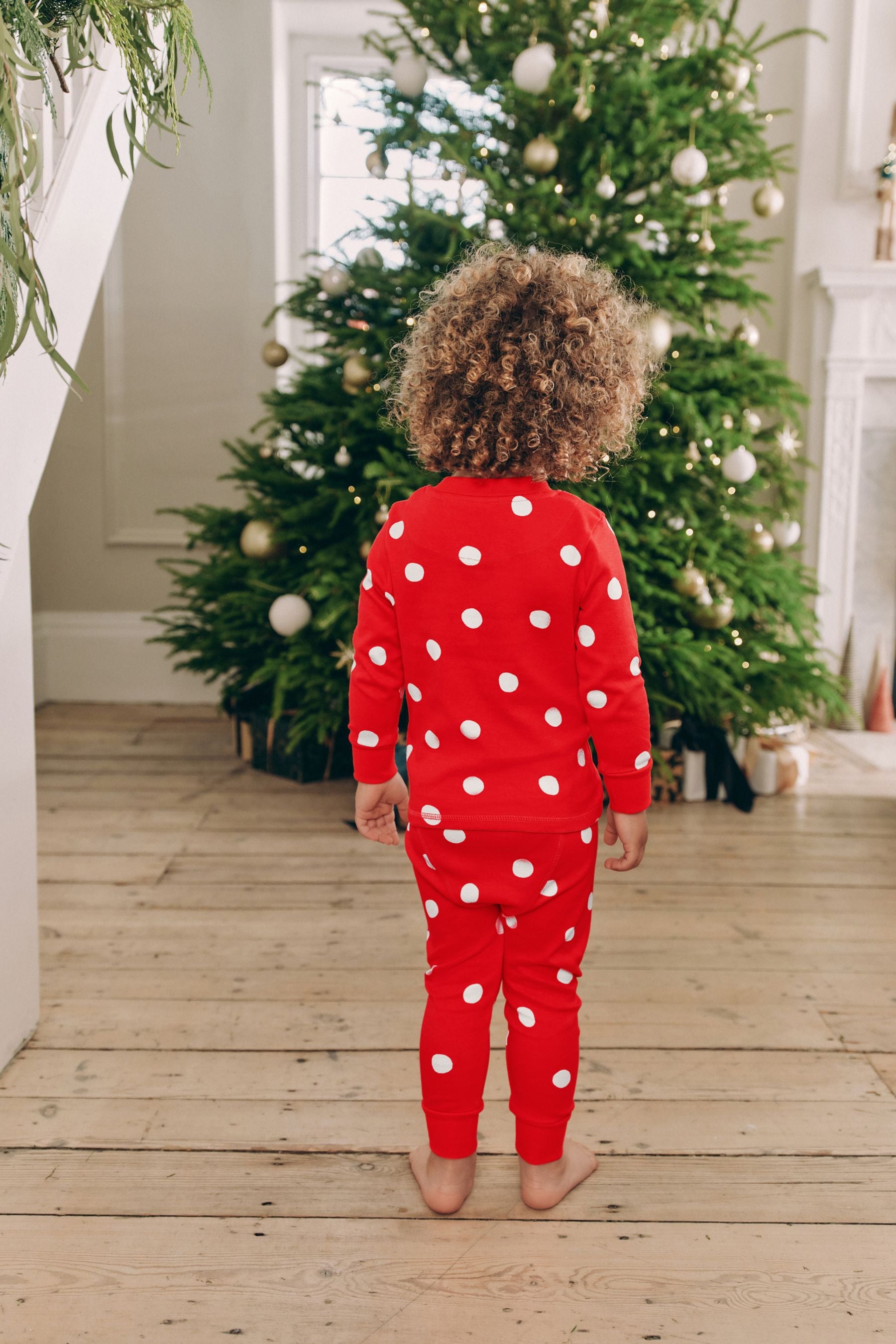 Red/Cream Spot 100% Cotton Christmas Pyjamas (9mths-16yrs)