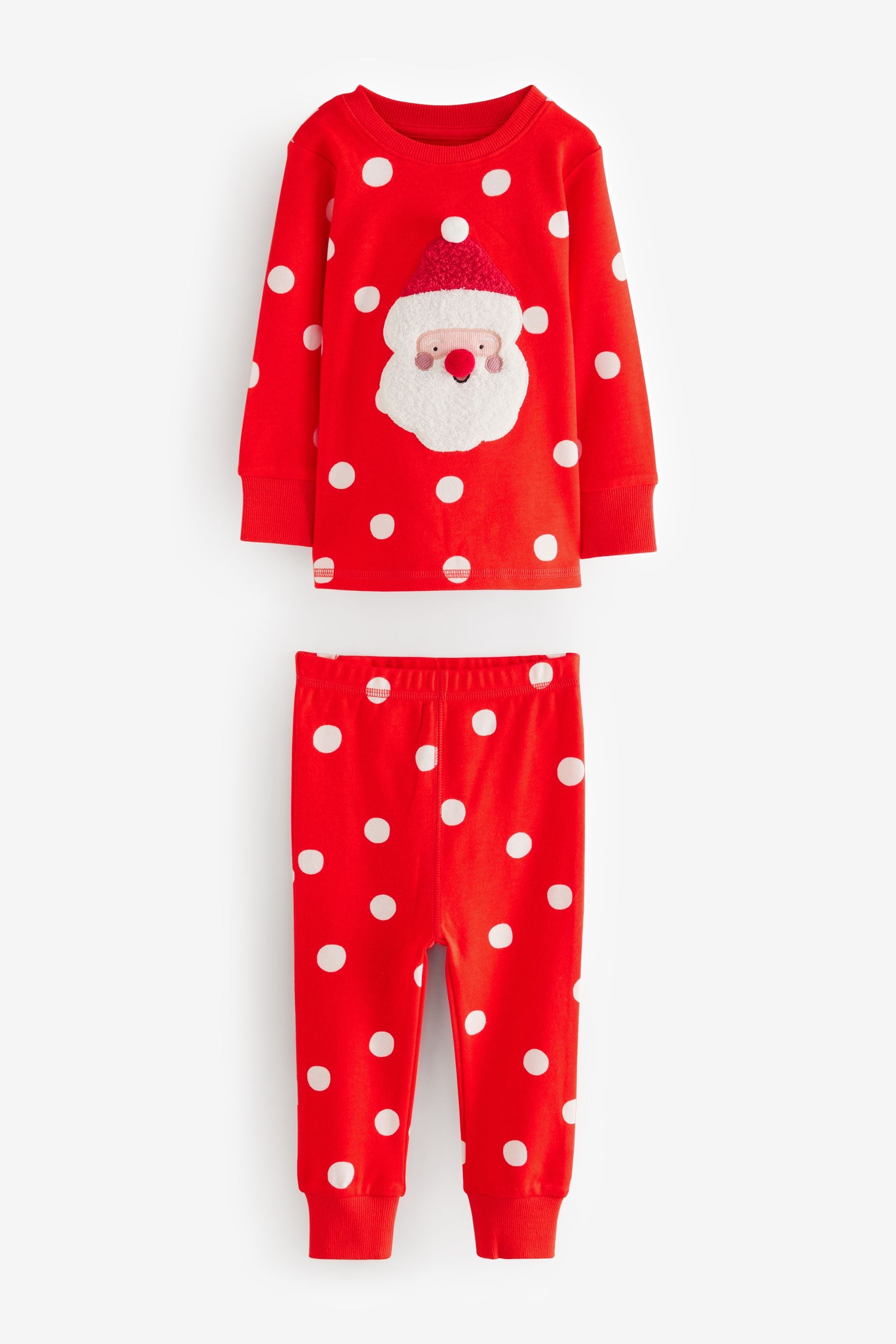 Red/Cream Spot 100% Cotton Christmas Pyjamas (9mths-16yrs)