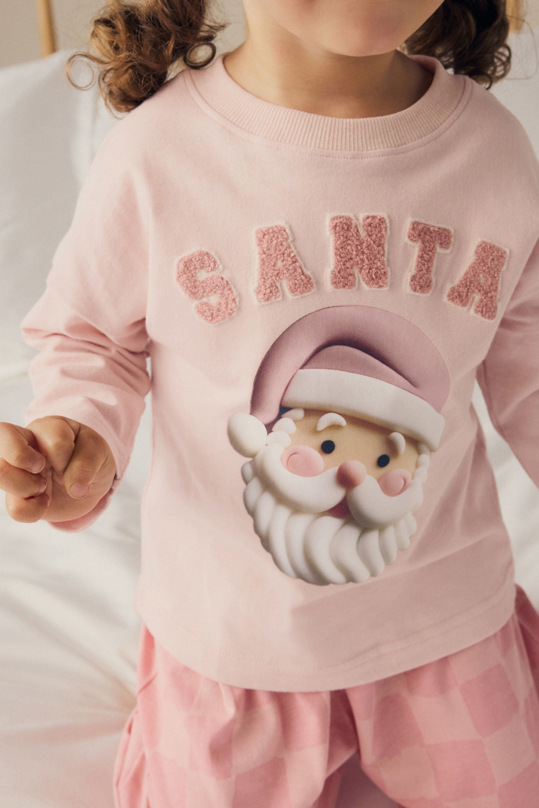 Pink Santa 100% Cotton Christmas Jogger Pyjamas (9mths-12yrs)