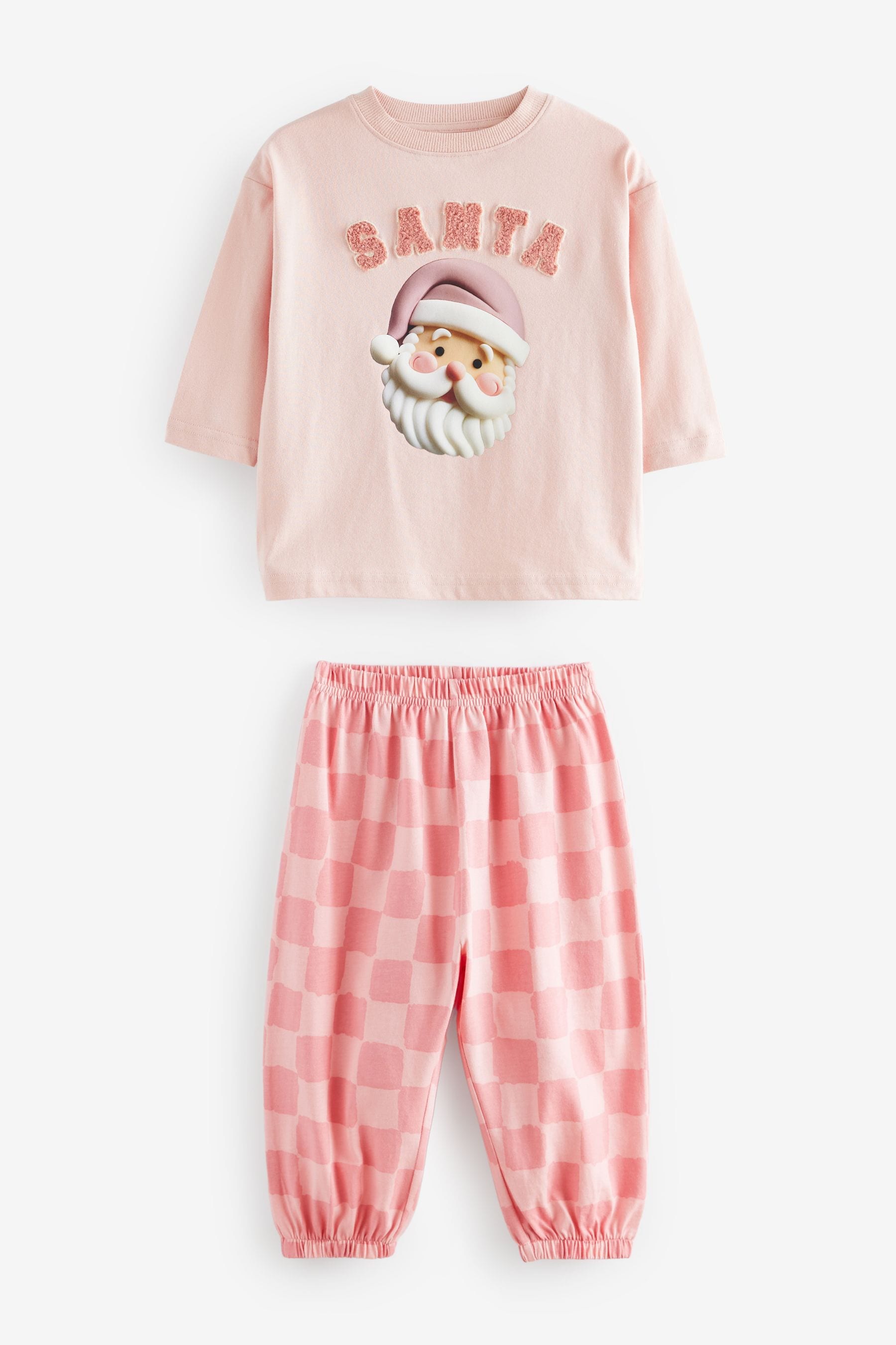 Pink Santa 100% Cotton Christmas Jogger Pyjamas (9mths-12yrs)