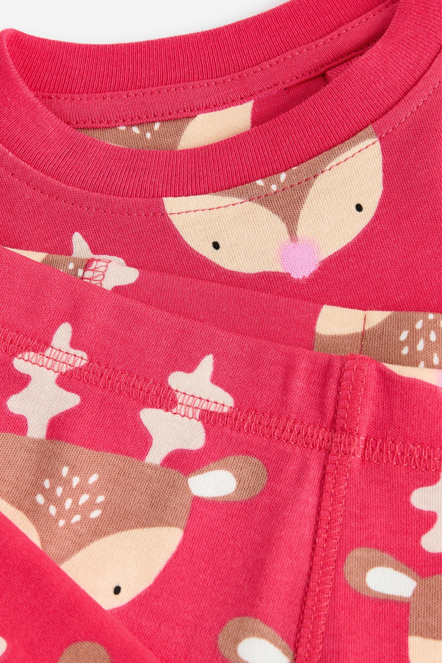 Raspberry Pink Reindeer 100% Cotton Christmas Jogger Pyjamas (9mths-16yrs)