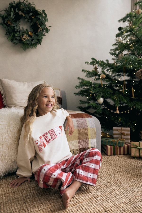 Red/Cream Christmas Woven Wide Leg Pyjamas 1 Pack (1.5-16yrs)