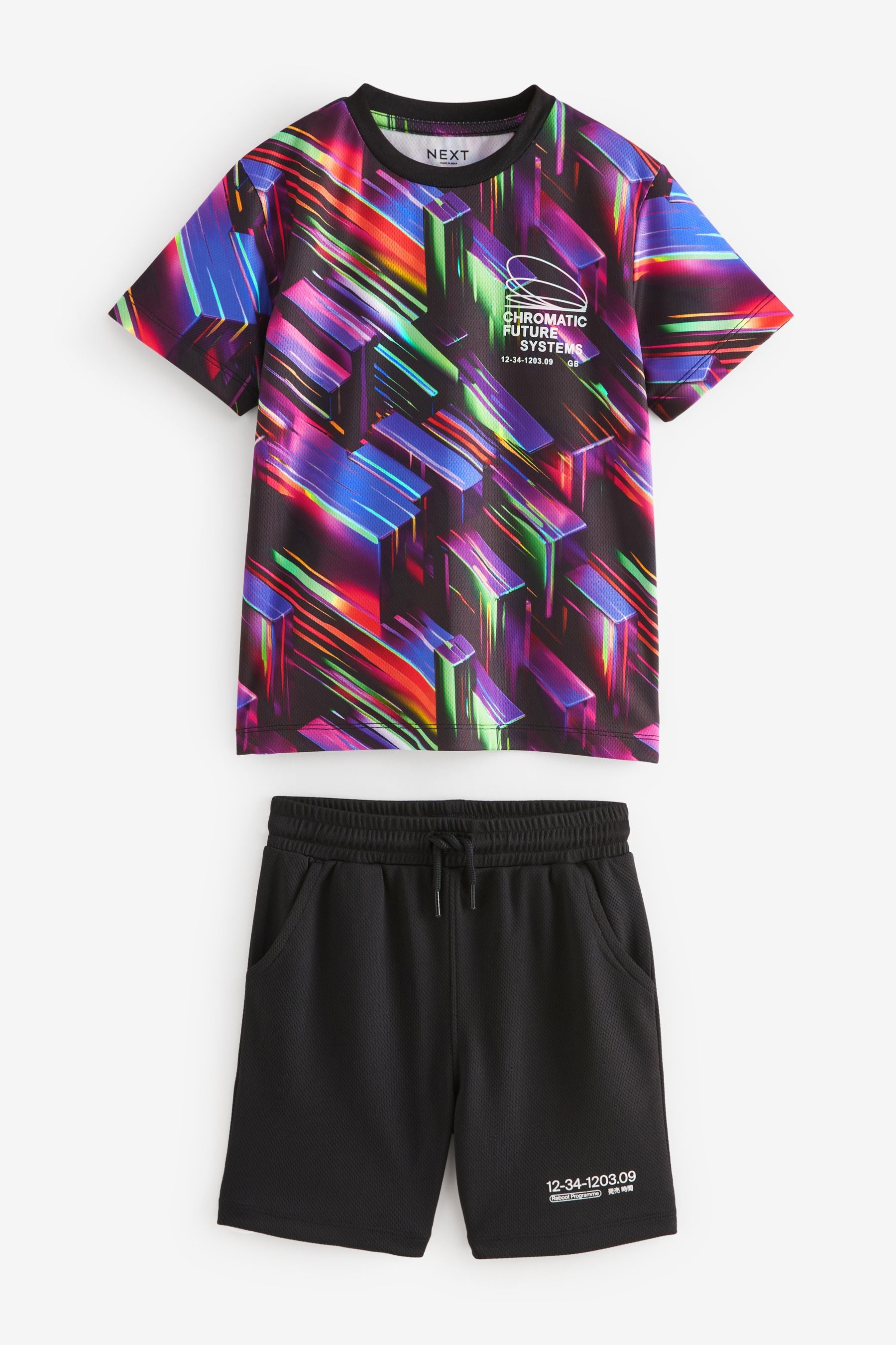 Black Mesh T-Shirt and Shorts Set (3-16yrs)