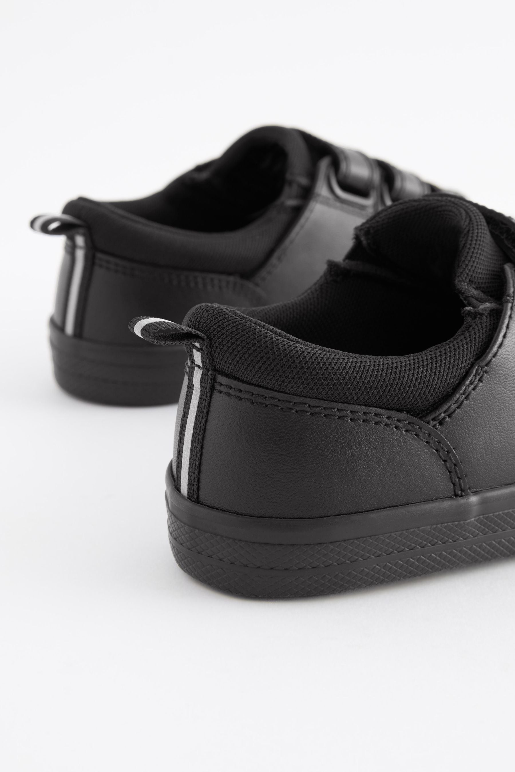 Black School Leather Triple Strap Shoes