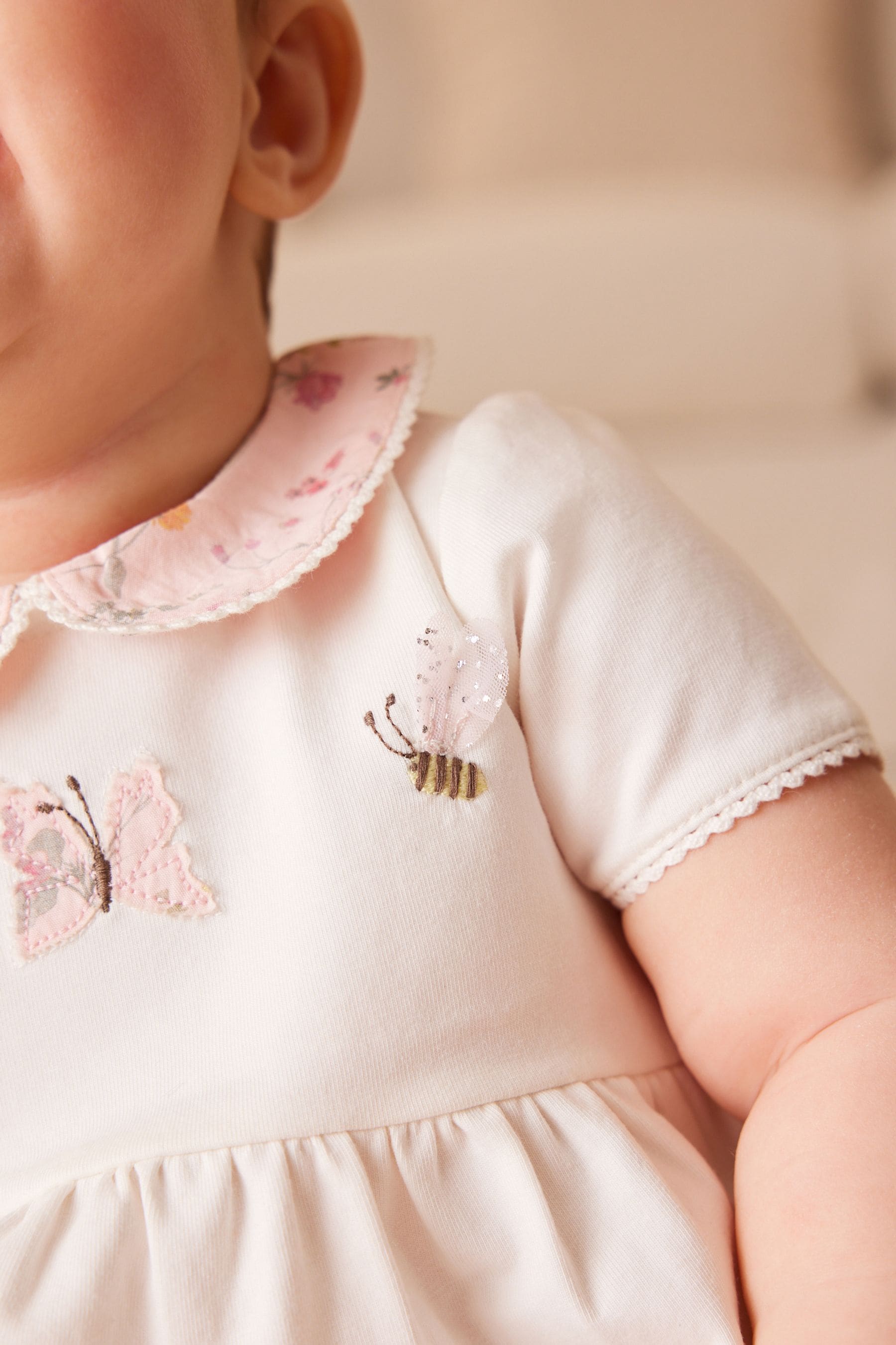 Pink/White Floral Baby 100% Cotton Top and Shorts 2 Piece Set