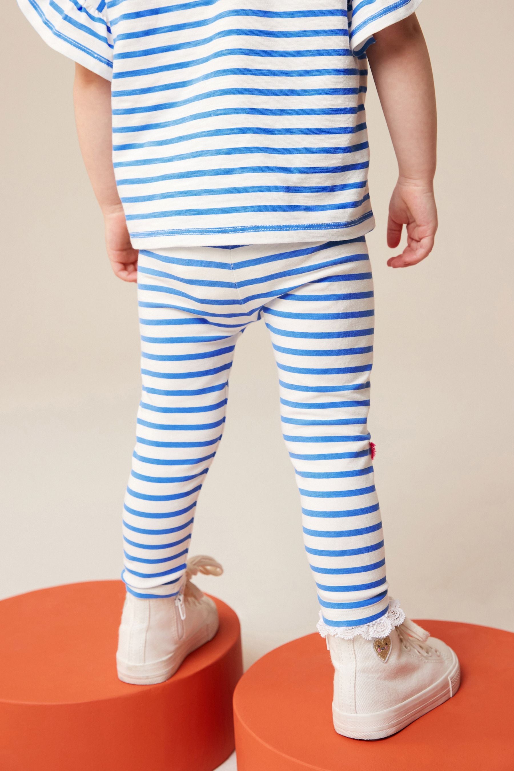 Blue Stripe Strawberry Embellished Leggings (3mths-7yrs)