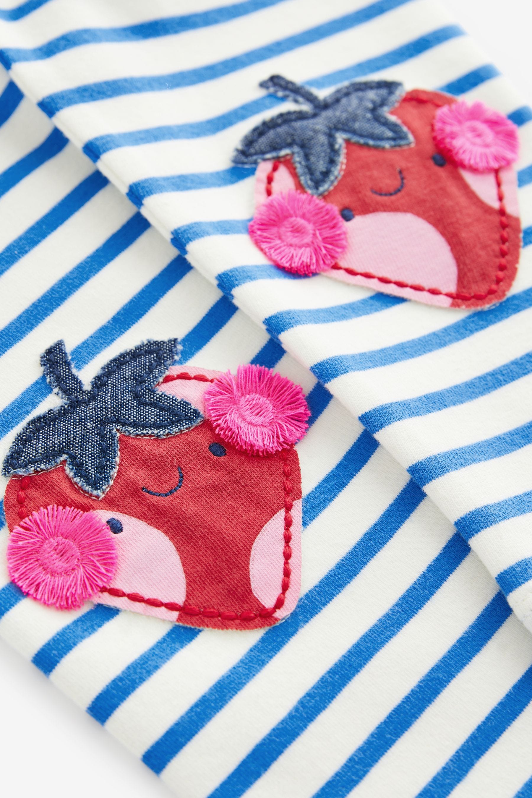 Blue Stripe Strawberry Embellished Leggings (3mths-7yrs)