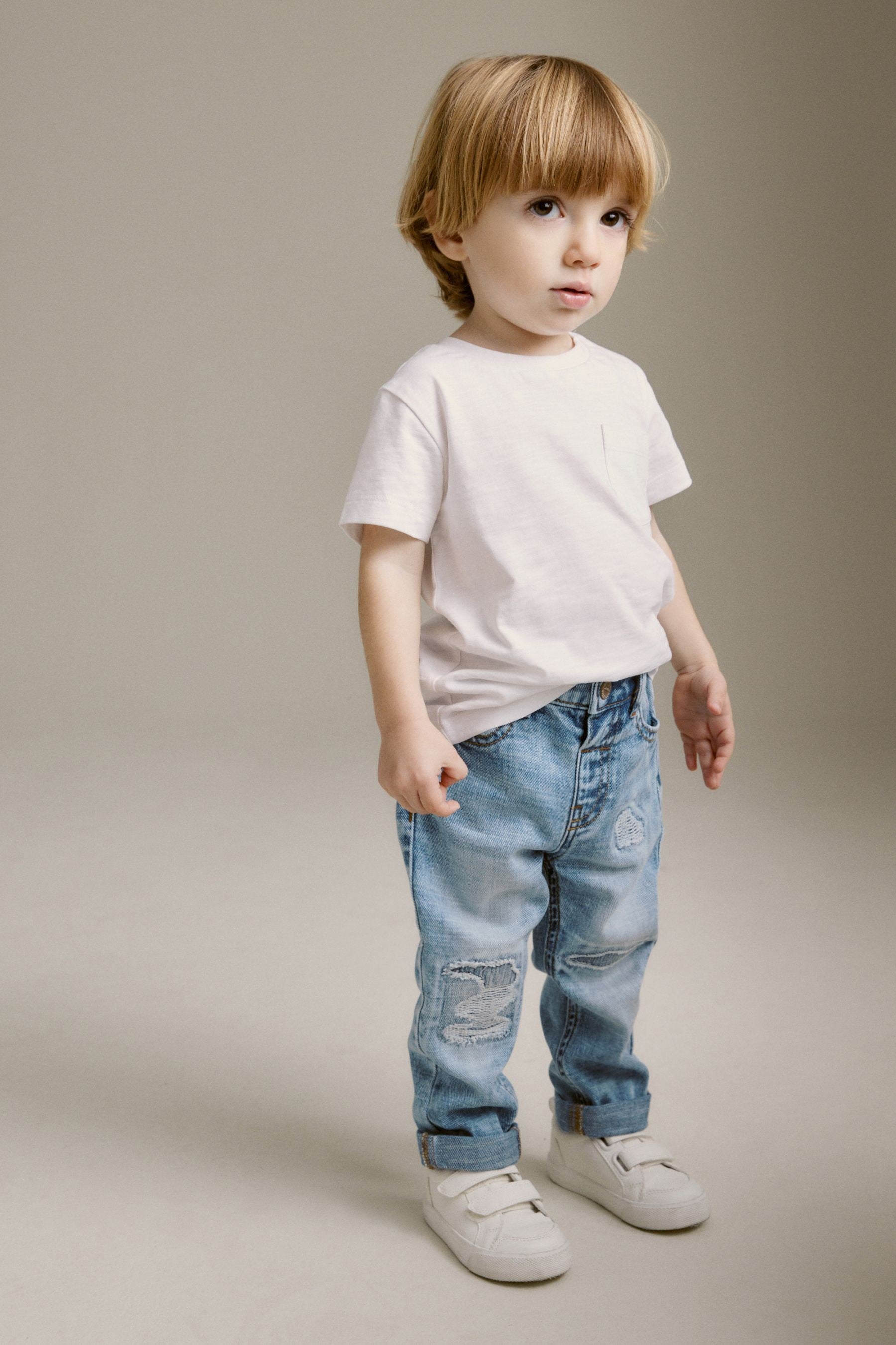 Light Blue Denim 100% Cotton Distressed Jeans (3mths-7yrs)