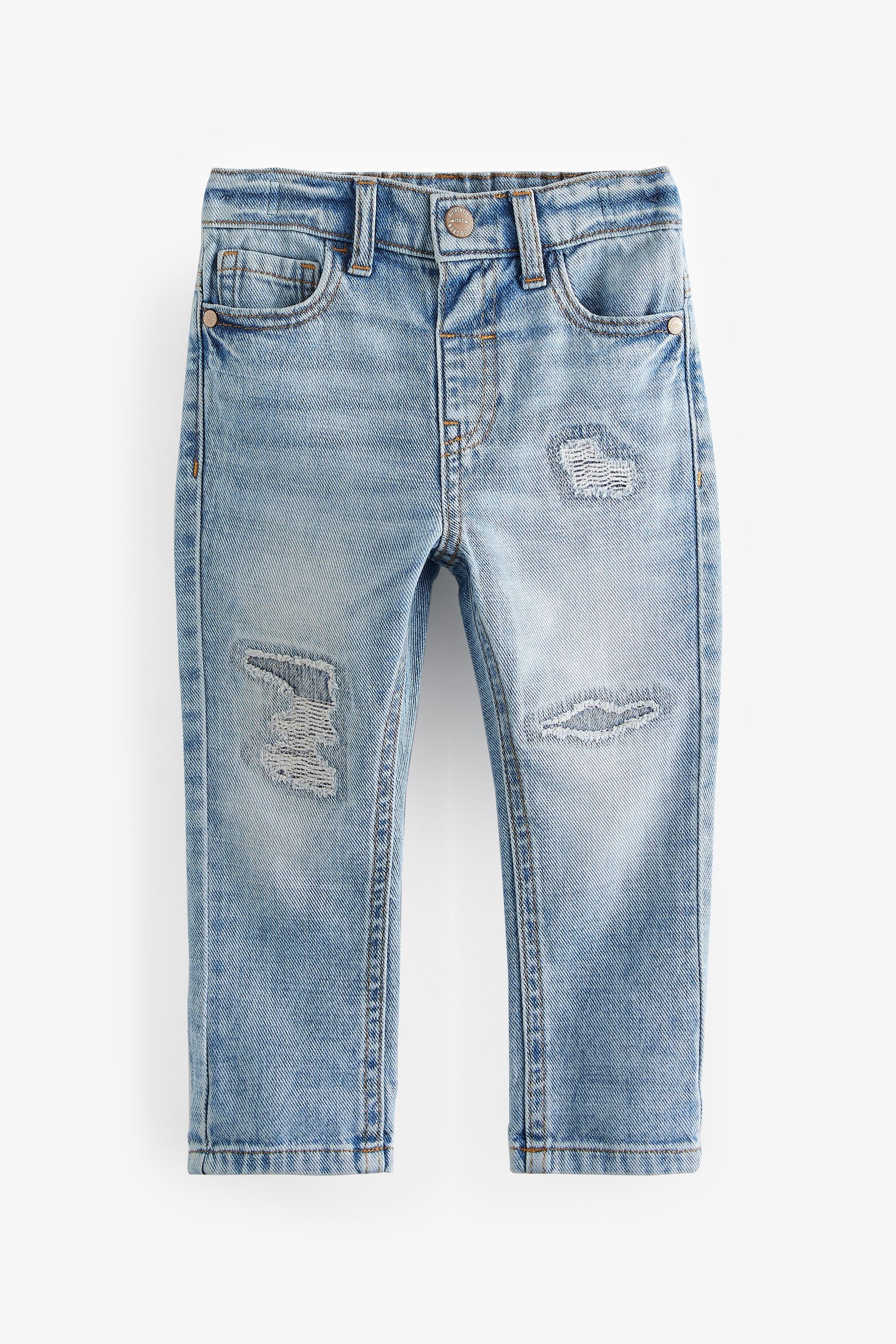 Light Blue Denim 100% Cotton Distressed Jeans (3mths-7yrs)