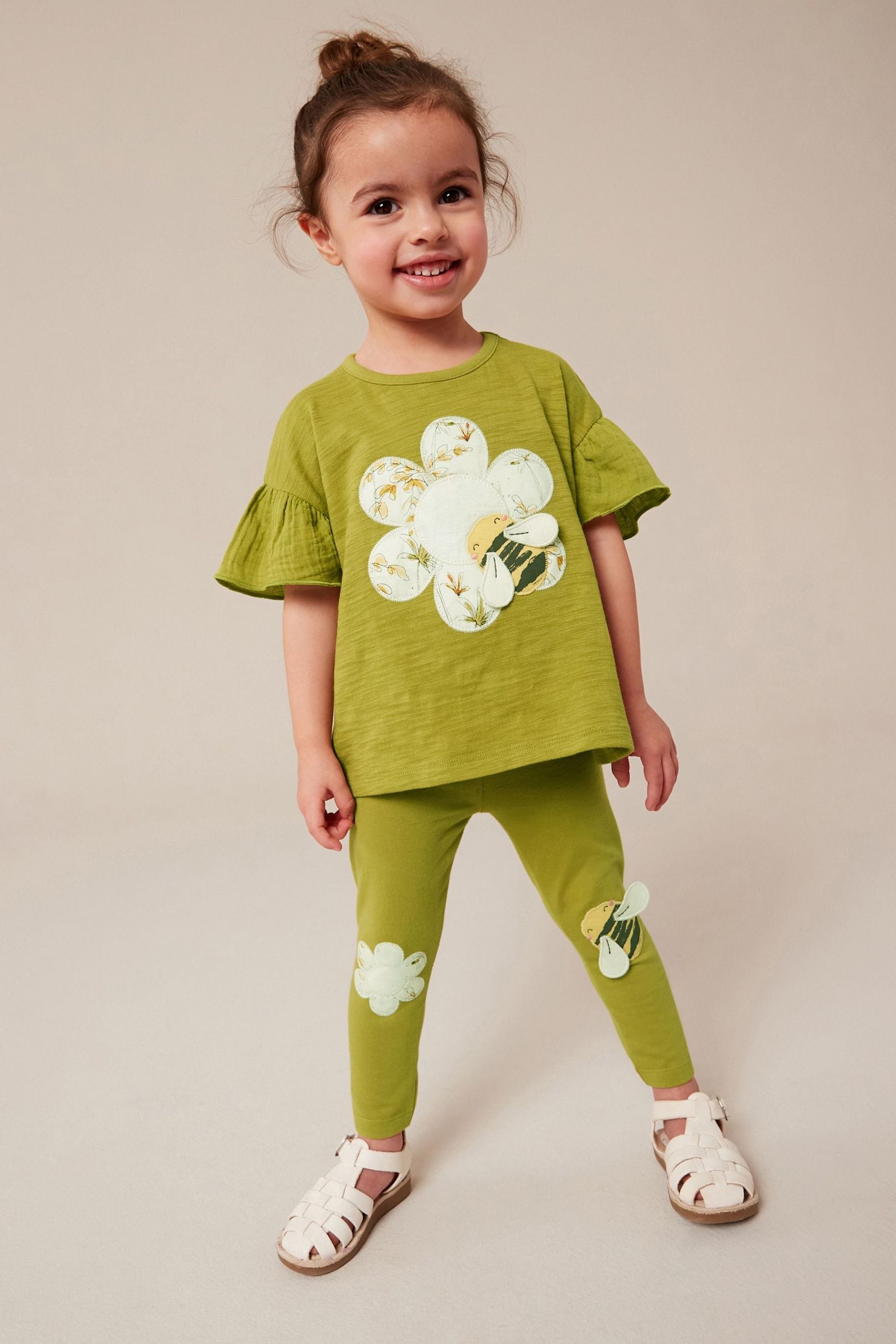 Green Bee Embellished Leggings (3mths-7yrs)