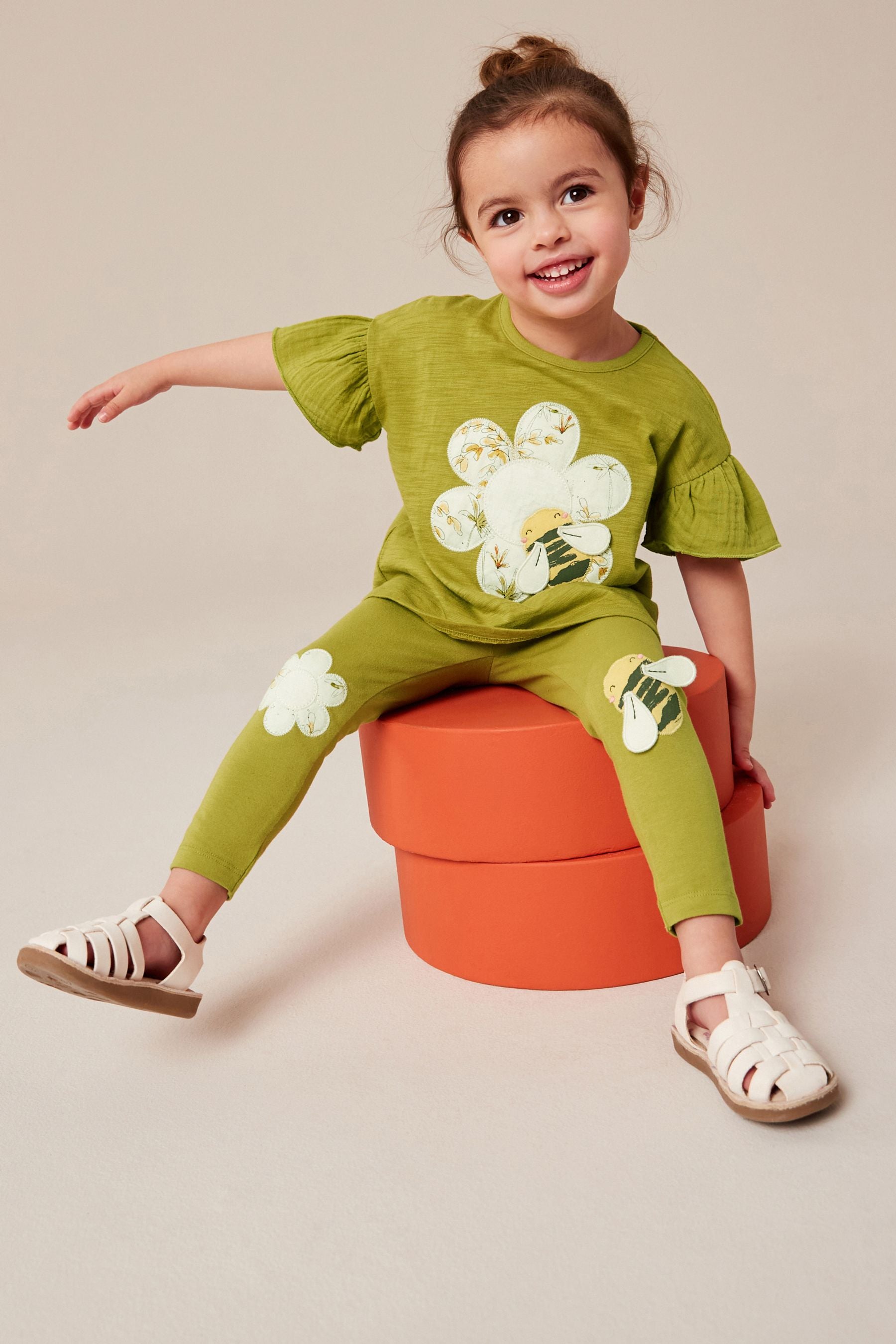 Green Bee Embellished Leggings (3mths-7yrs)