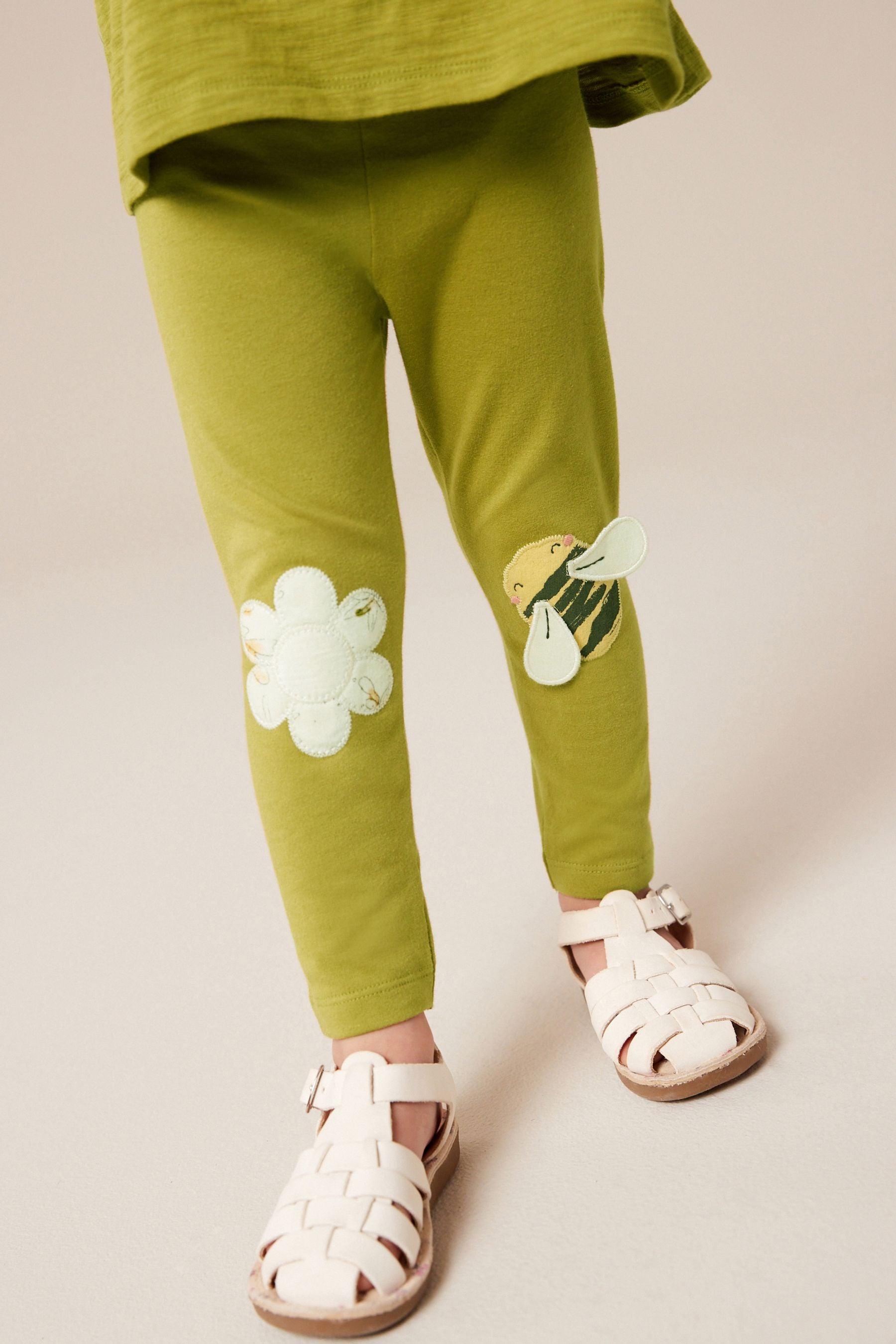 Green Bee Embellished Leggings (3mths-7yrs)