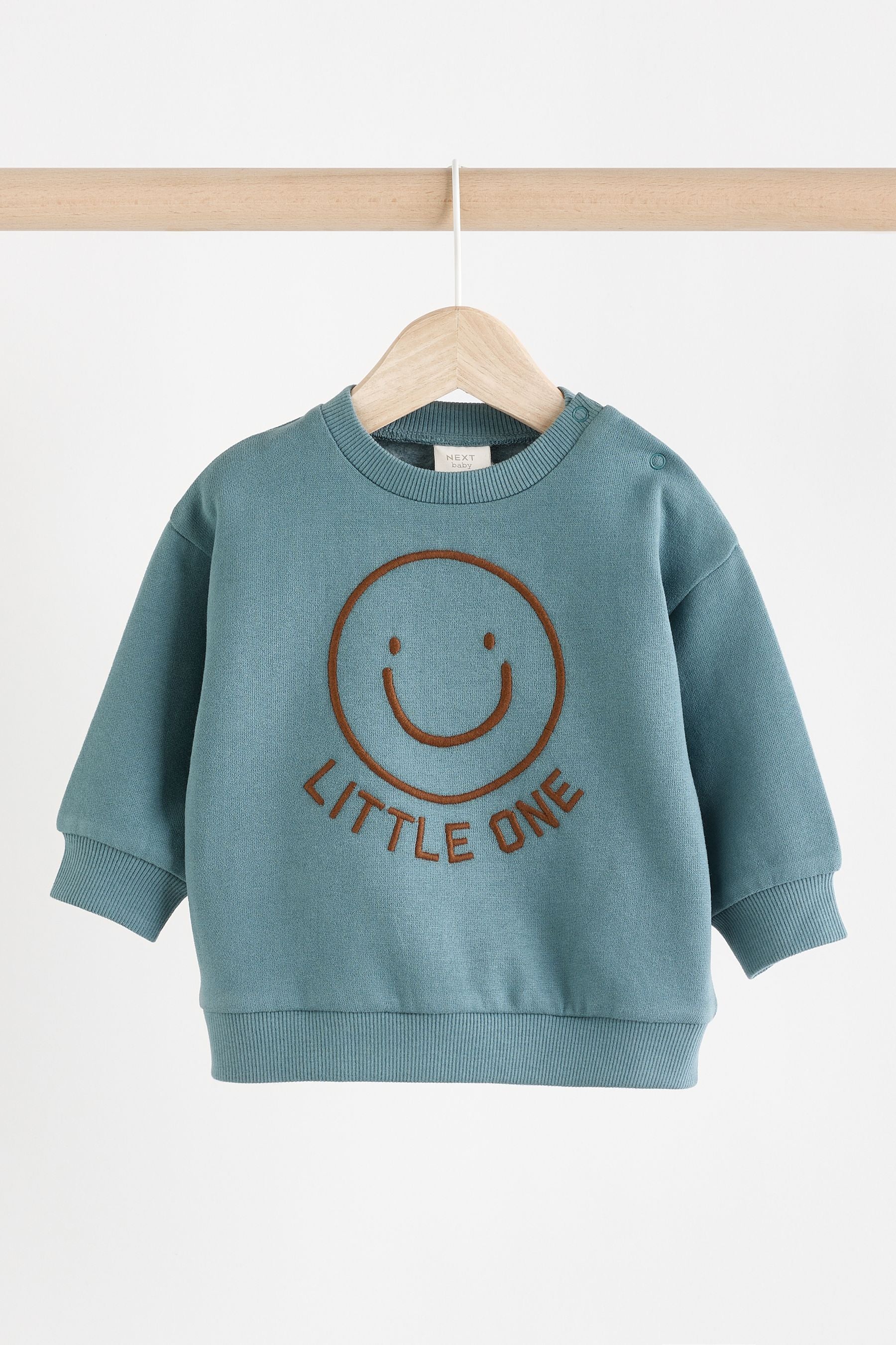 Teal Blue Face Baby 100% Cotton Sweatshirt and Joggers Set